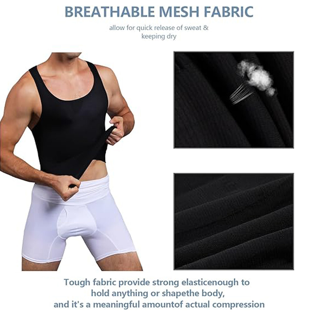 Mens Slim Shaper Body Vest Chest Belly Waist For Man Boobs Compression Tank Tops