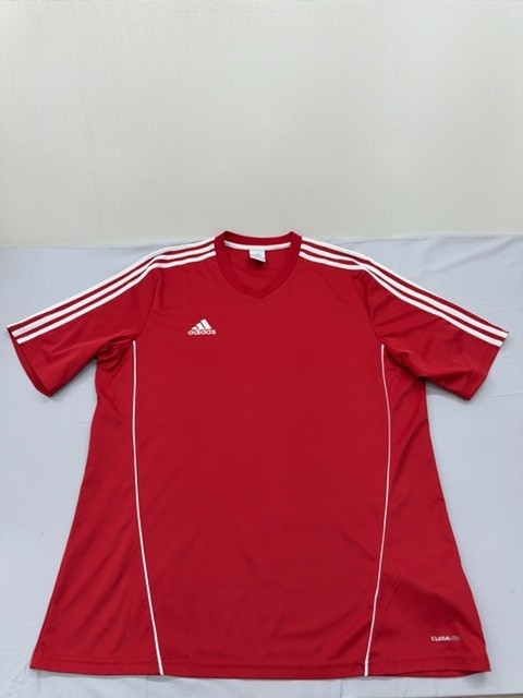 Adidas Soccer Jersey Mens Red Striped XL Short Sleeve V Neck