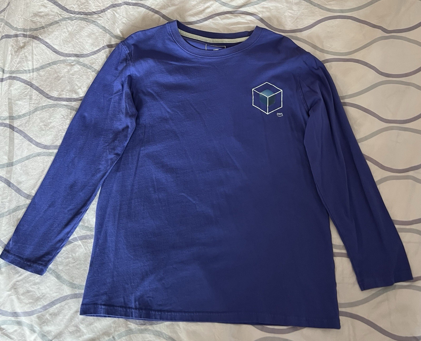 AWS re:Invent Amazon Web Services Long Sleeve Shirt Large Blue