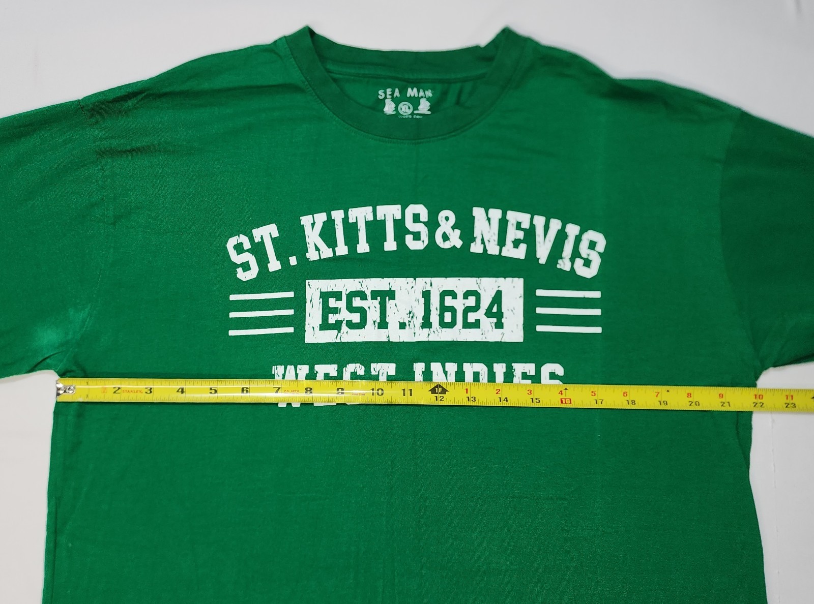 Sea Man ST. KITTS & NEVIS WEST INDIES Green T-shirt Size XL Combed Cotton