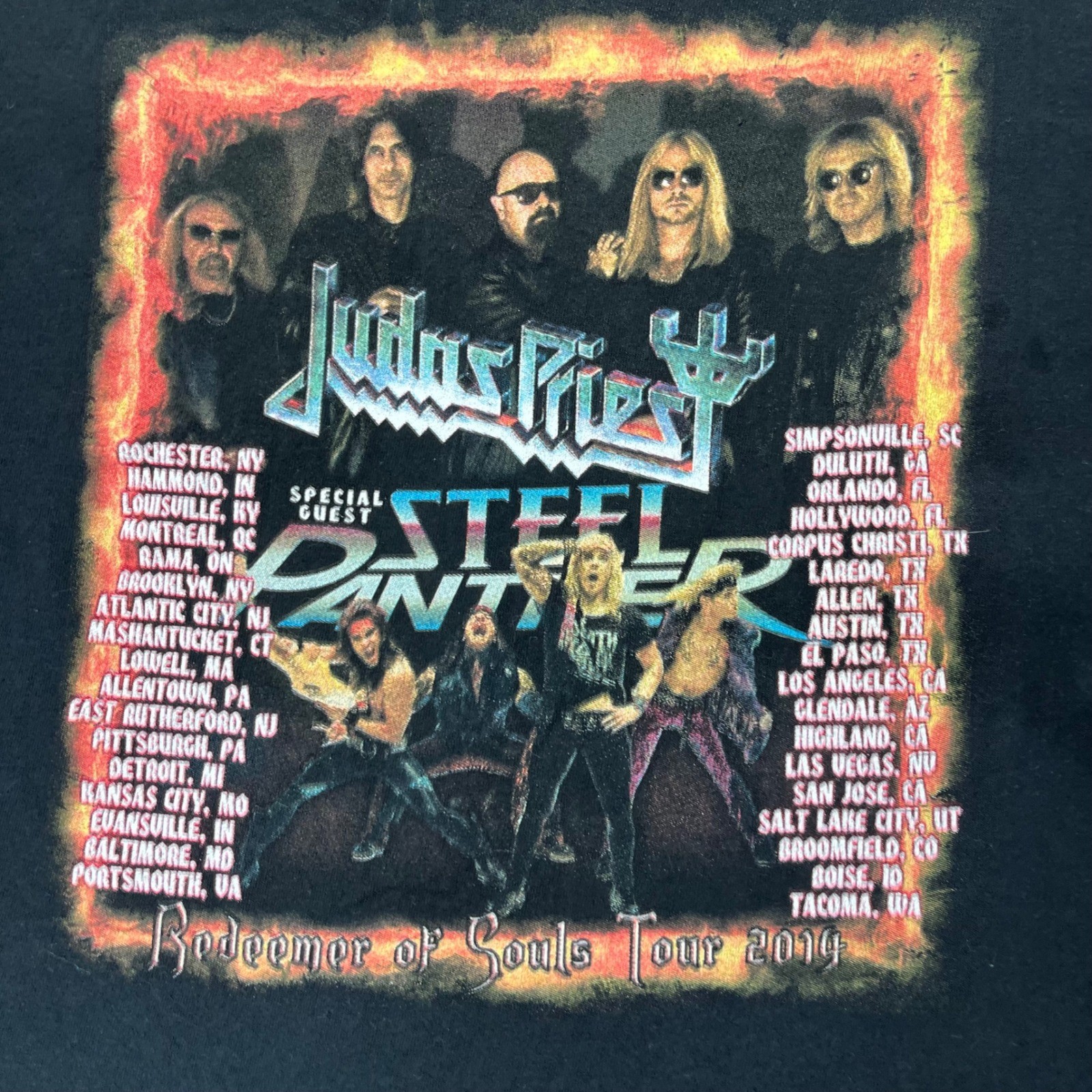 Judas Priest T Shirt Redeemer of Souls Tour 2014 Mens L Black Cotton Emo Grunge