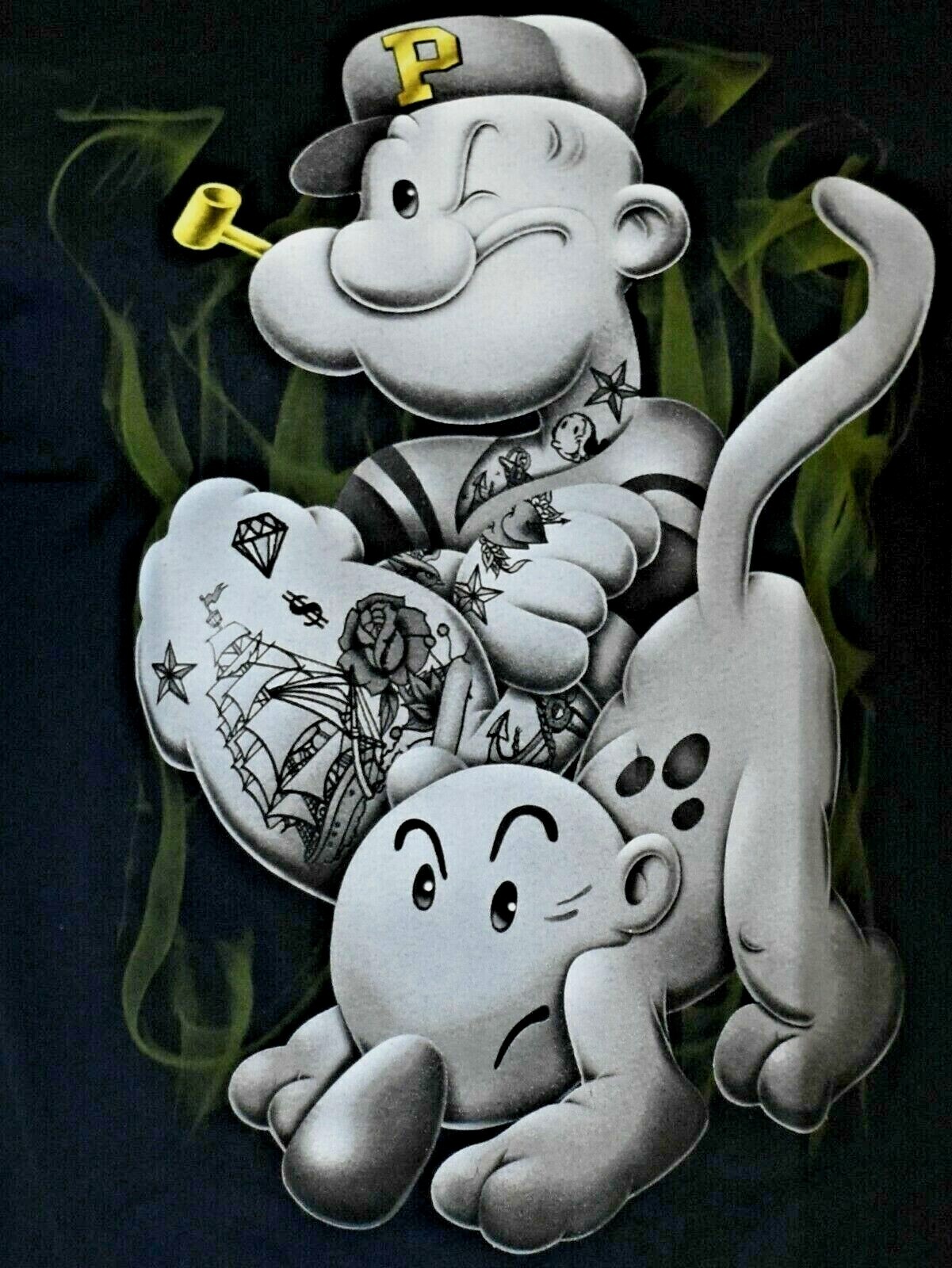 Wholesale Lot- 12 Men’s T-shirt -POPEYE The Sailor Man-Up in Smoke -NEW