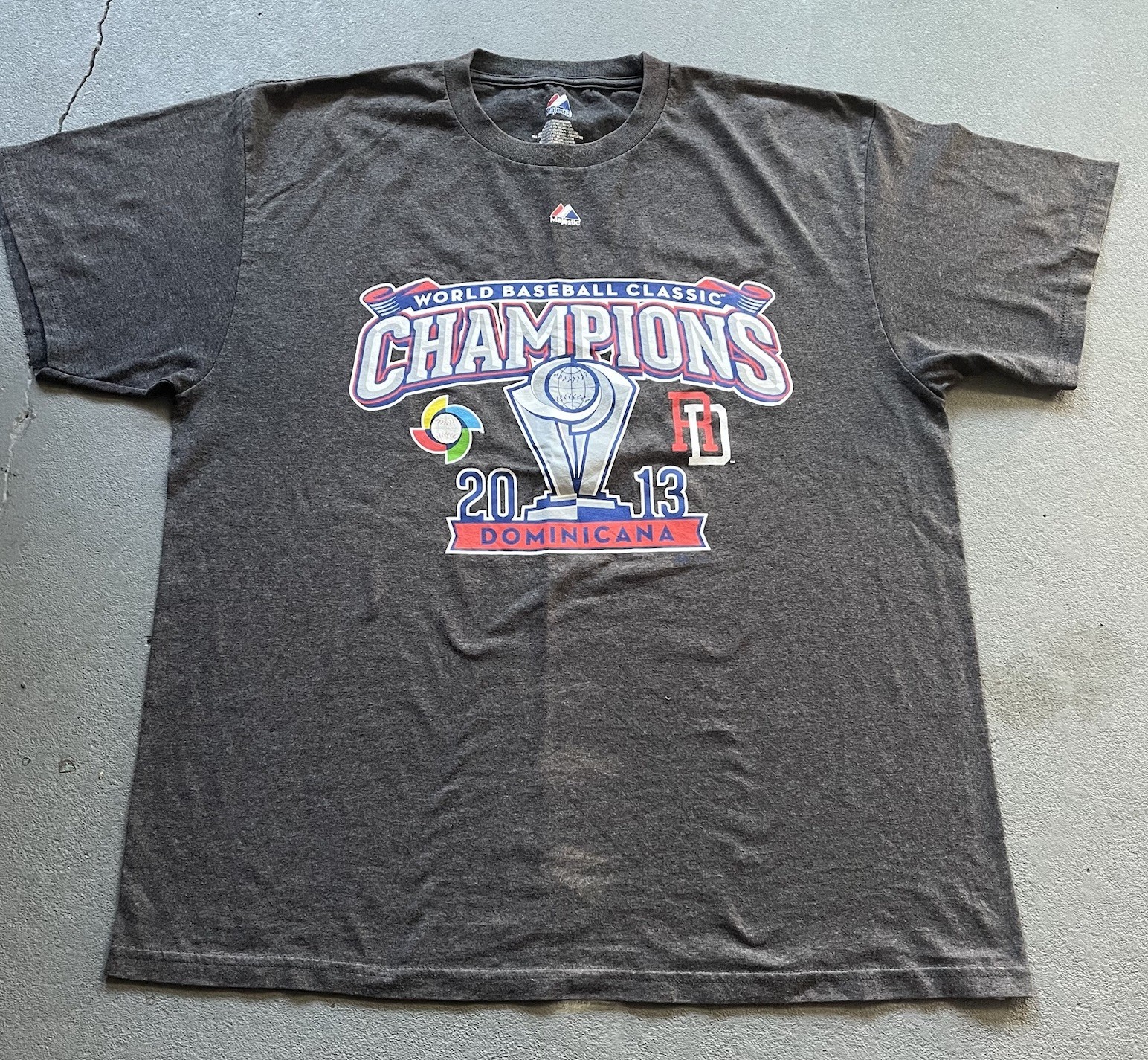 2013 Dominican Republic World Baseball Champions Majestic T Shirt Size XL