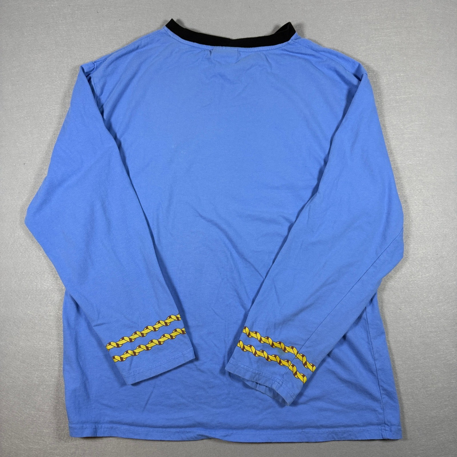 Star Trek T-Shirt Mens L Blue Long Sleeve Cotton Science Officer Uniform Cosplay