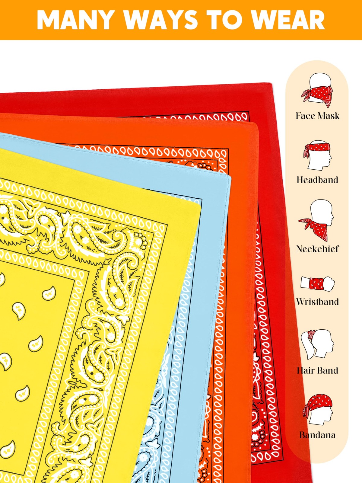 12 Pack Novelty Bandanas Paisley Print Cowboy Bandana Handkerchiefs, Assorted…