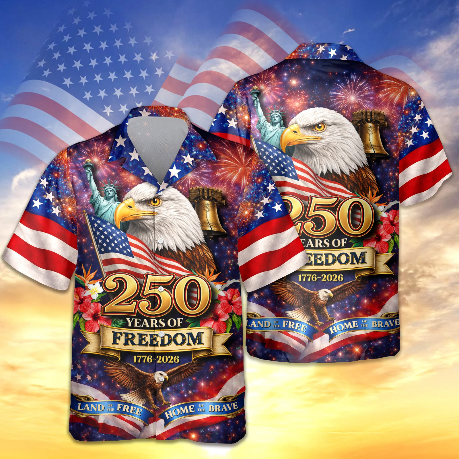 America 250th Anniversary Hawaiian Shirt, 250 Years Of Freedom Button Shirt