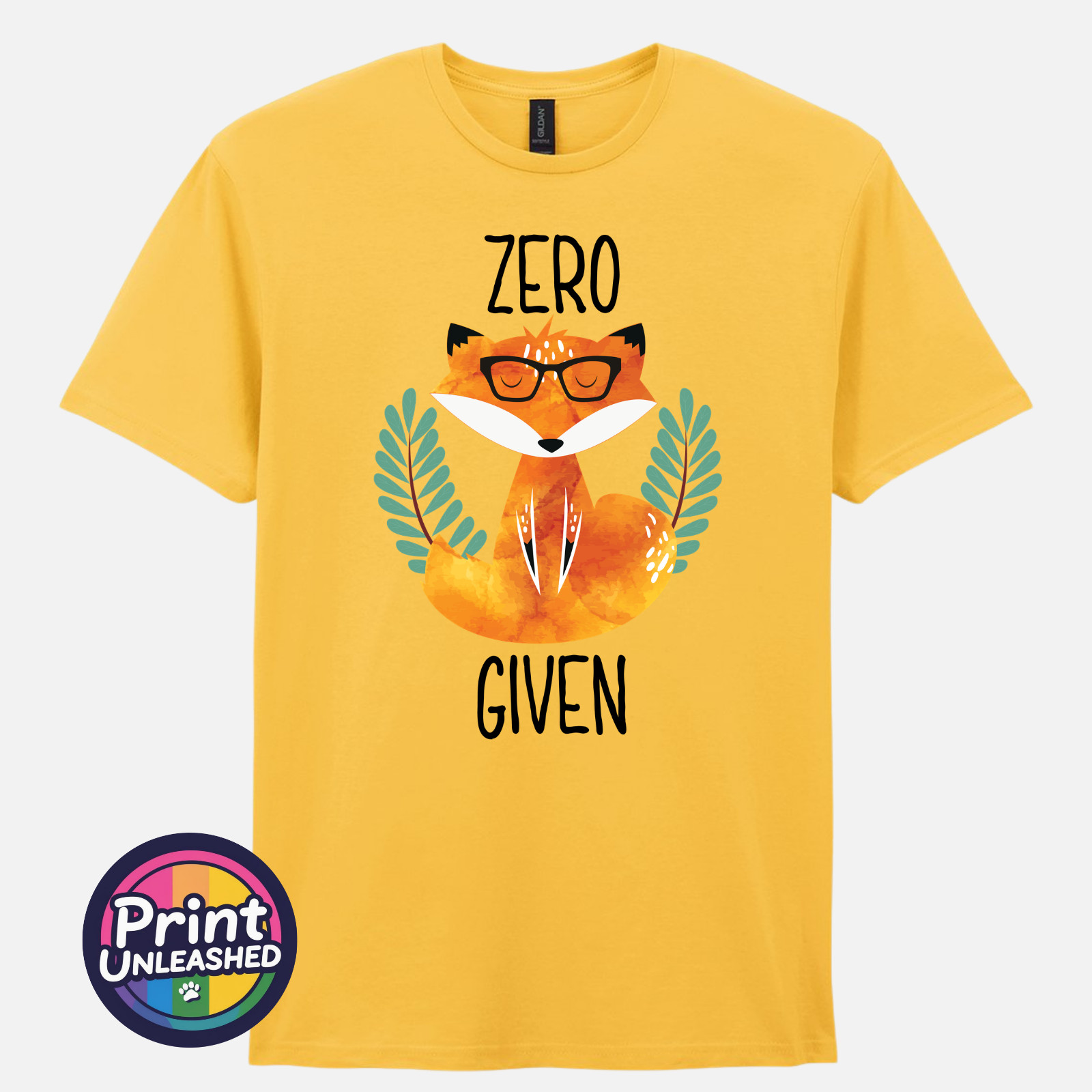 Zero Fox Given Graphic Tee Funny Printed Slogan T-Shirt Zen Fox Print Fun Gift