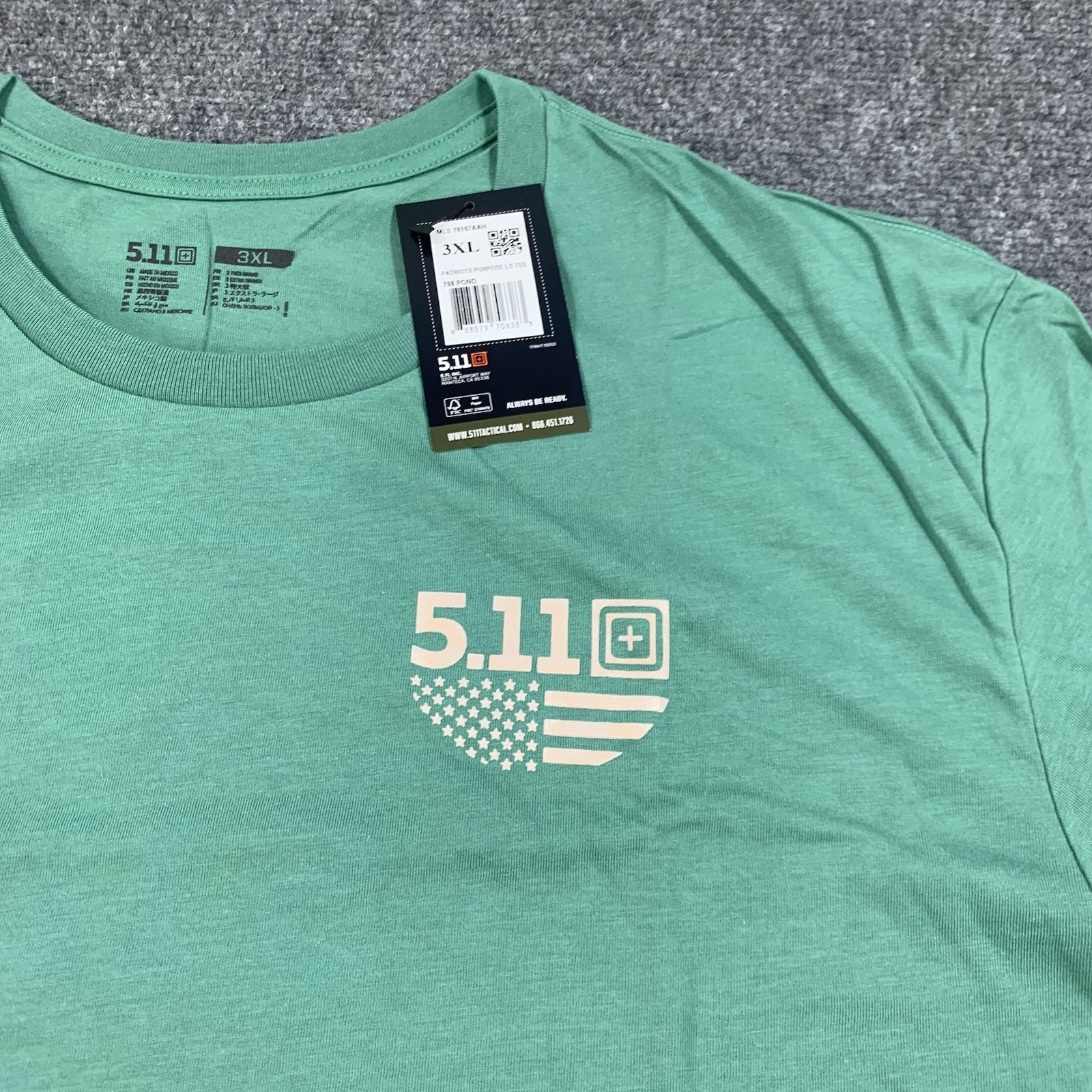 5.11 Tactical Shirt Mens 3XL Green Graphic Print Long Sleeve Crew Neck NWT
