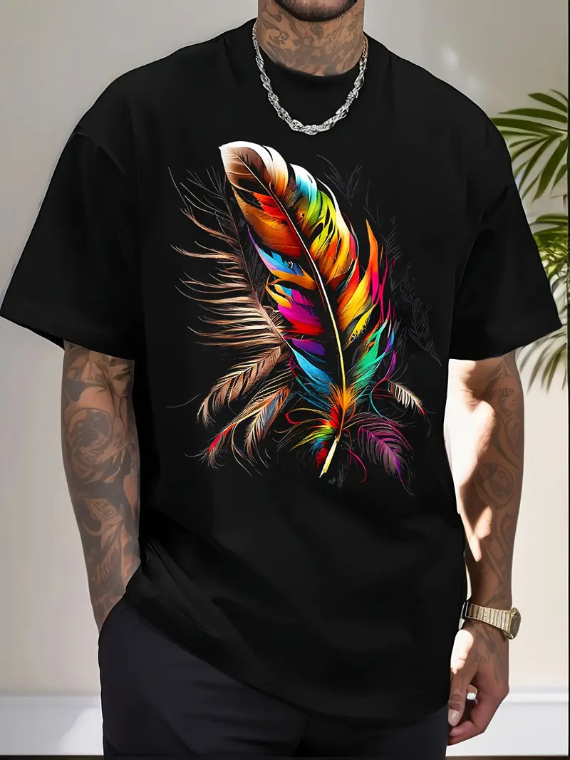 Feather Southwest Native American Indian Tribal Art Graphic T-Shirt – 220g