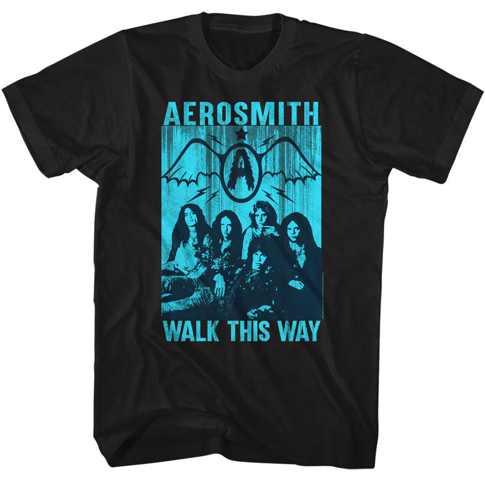 Aerosmith T-Shirt Mens Walk This Way World Tour Rock Band Metal Black