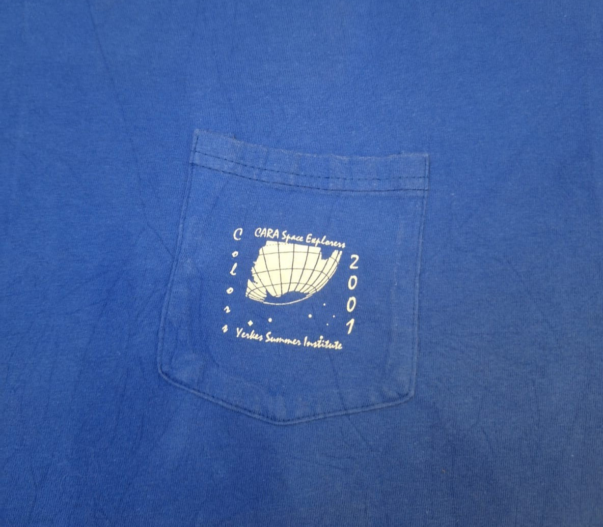 Vintage 2001 Hanes Beefy-T Blue NASA Space Program Graphic T-Shirt Pocket Tee XL