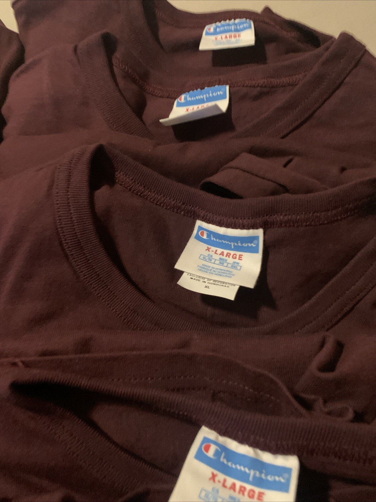 VTG Champion Maroon Plum Heavy Weight Cotton TShirt EXTRA LARGE Unisex Lot Of 12