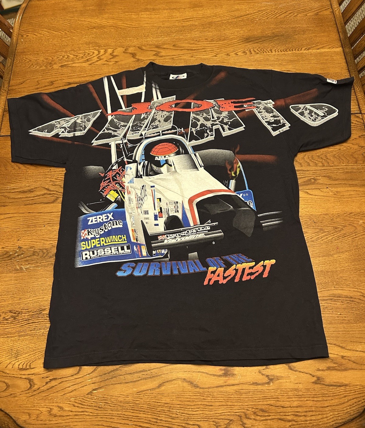 Vintage Joe Amato Logo Athletic Shirt Size Large NHRA Properties Drag Racing