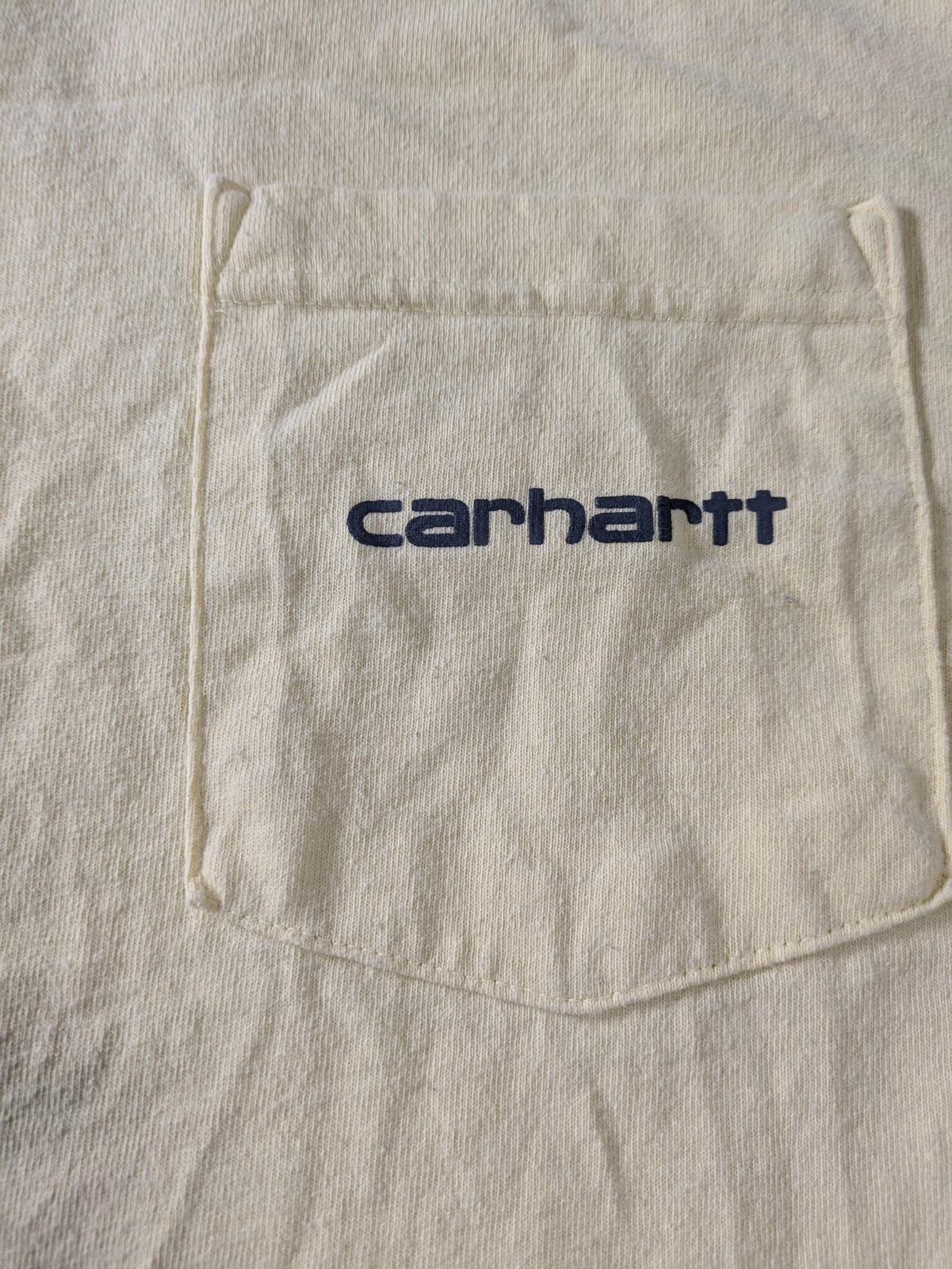 Carhartt Shirt Mens 2XL Yellow Pocket Logo Big Back Graphic Workwear Tee