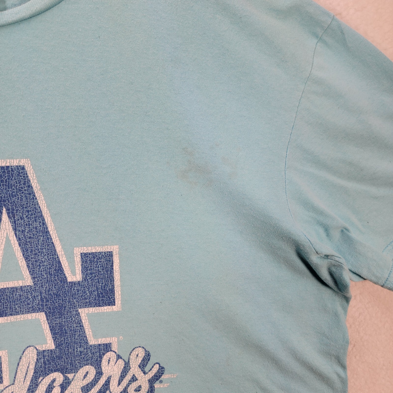 LA Los Angeles Dodgers Light Blue Short Sleeve Graphic Tee Casual TShirt Size XL
