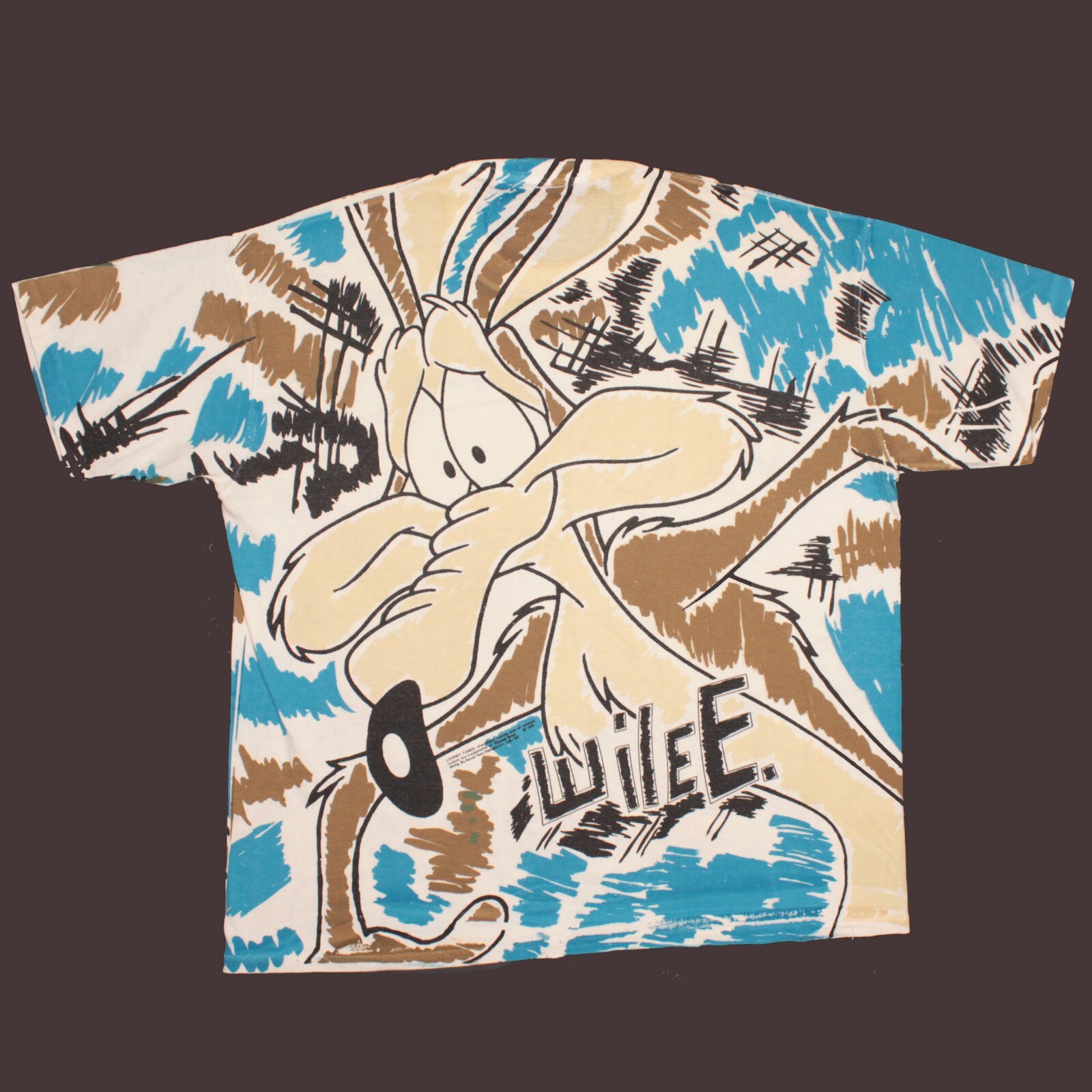 Wile E Coyote Looney Tunes T Shirt size XL Allover AOP Vintage 90s Single Stitch