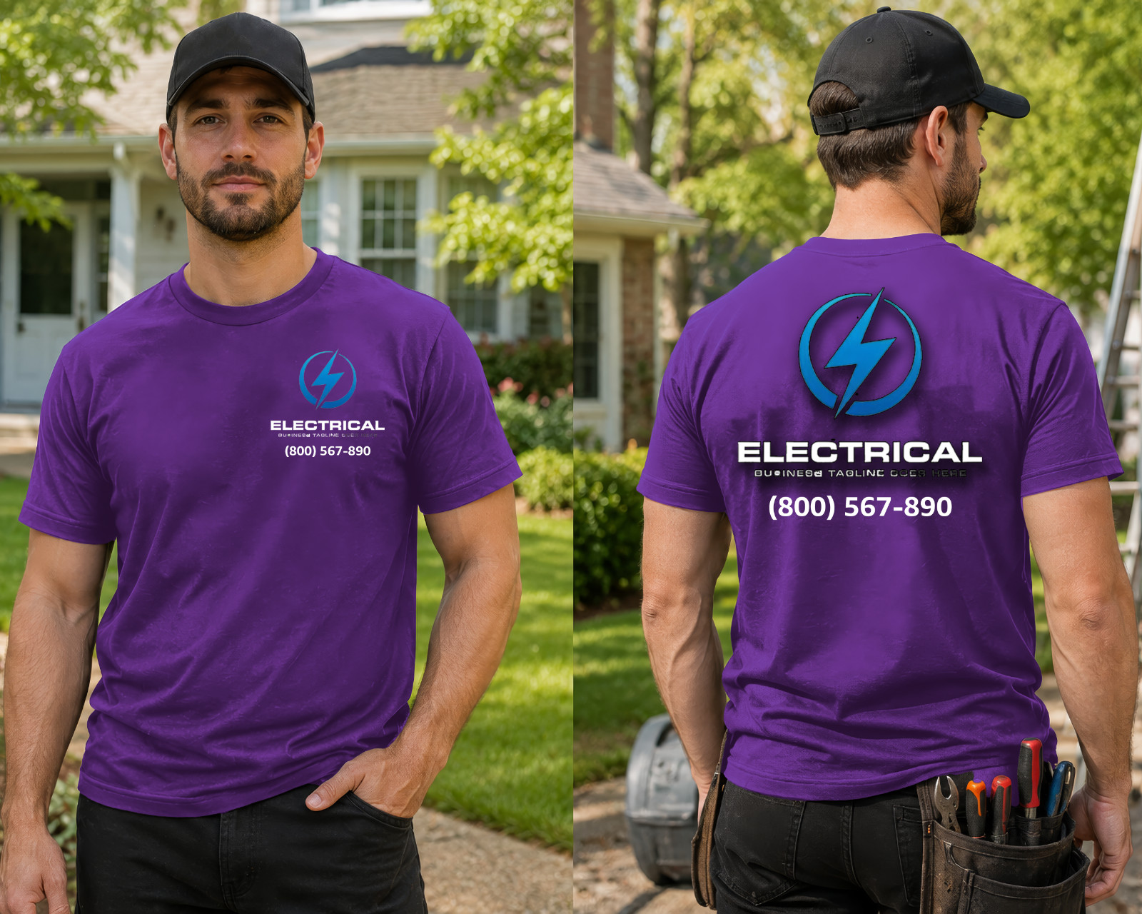Mens Custom Electrician Work T Shirt Personalized Company Logo Trade Uniform Tee