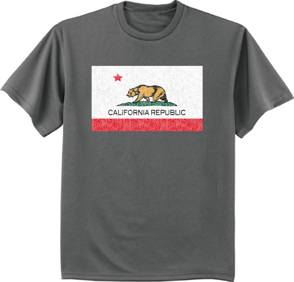 Big and Tall t-shirt bigmen tee california flag bear decal design king size