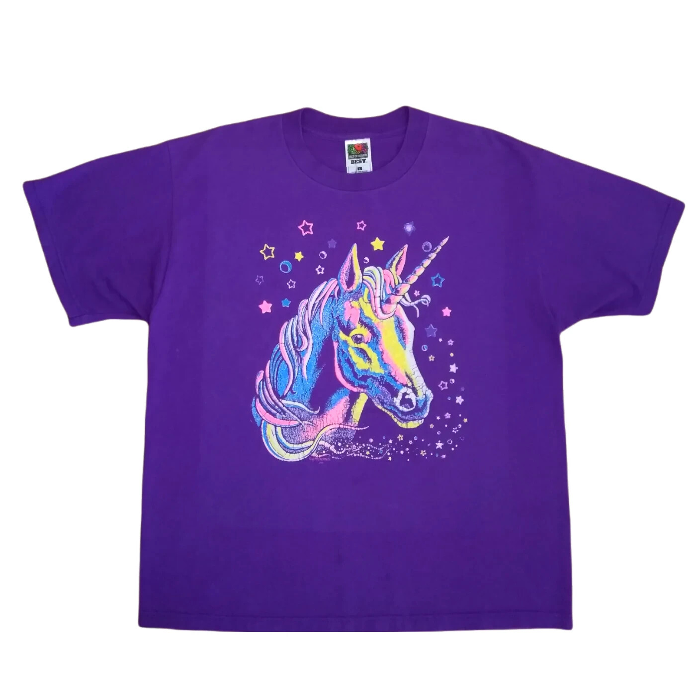 Vintage Unicorn T-Shirt Mens Large Purple Pastel Fairy Fantasy American 90s Tee