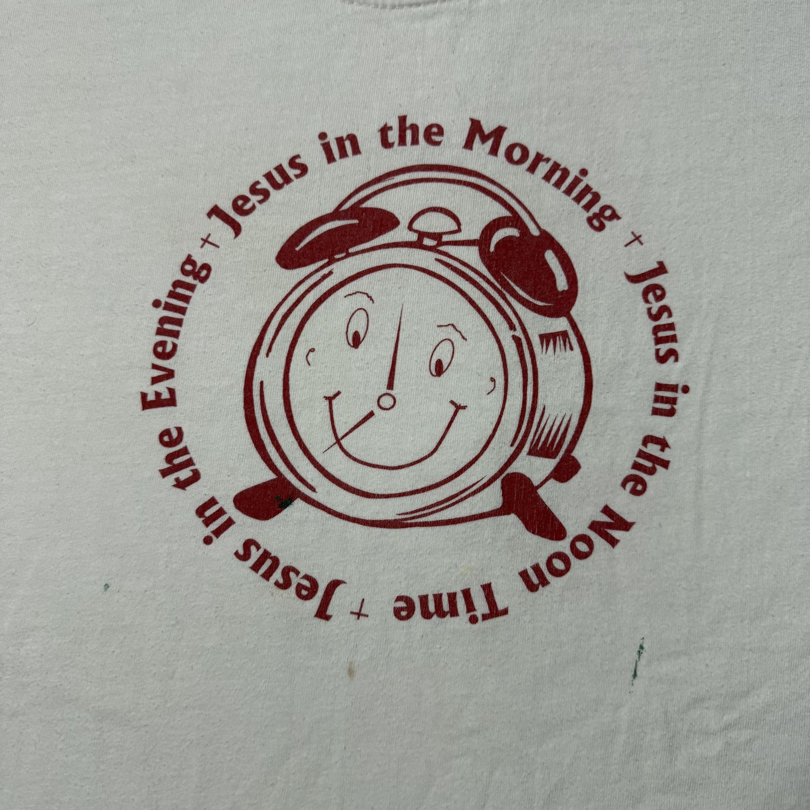 Vintage 90s Jesus 24-7 Shirt Mens L White Christian Clock Funny Graphic Tee
