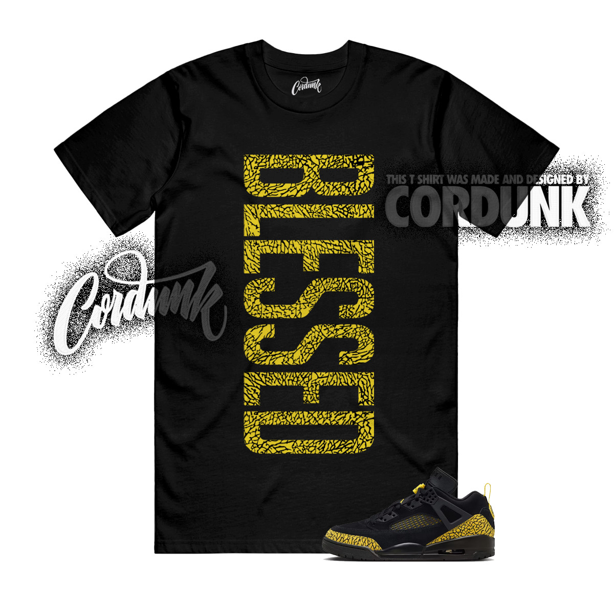 Spizike Low Thunder Speed Yellow Black Lightning T Shirt Match VERTBLS