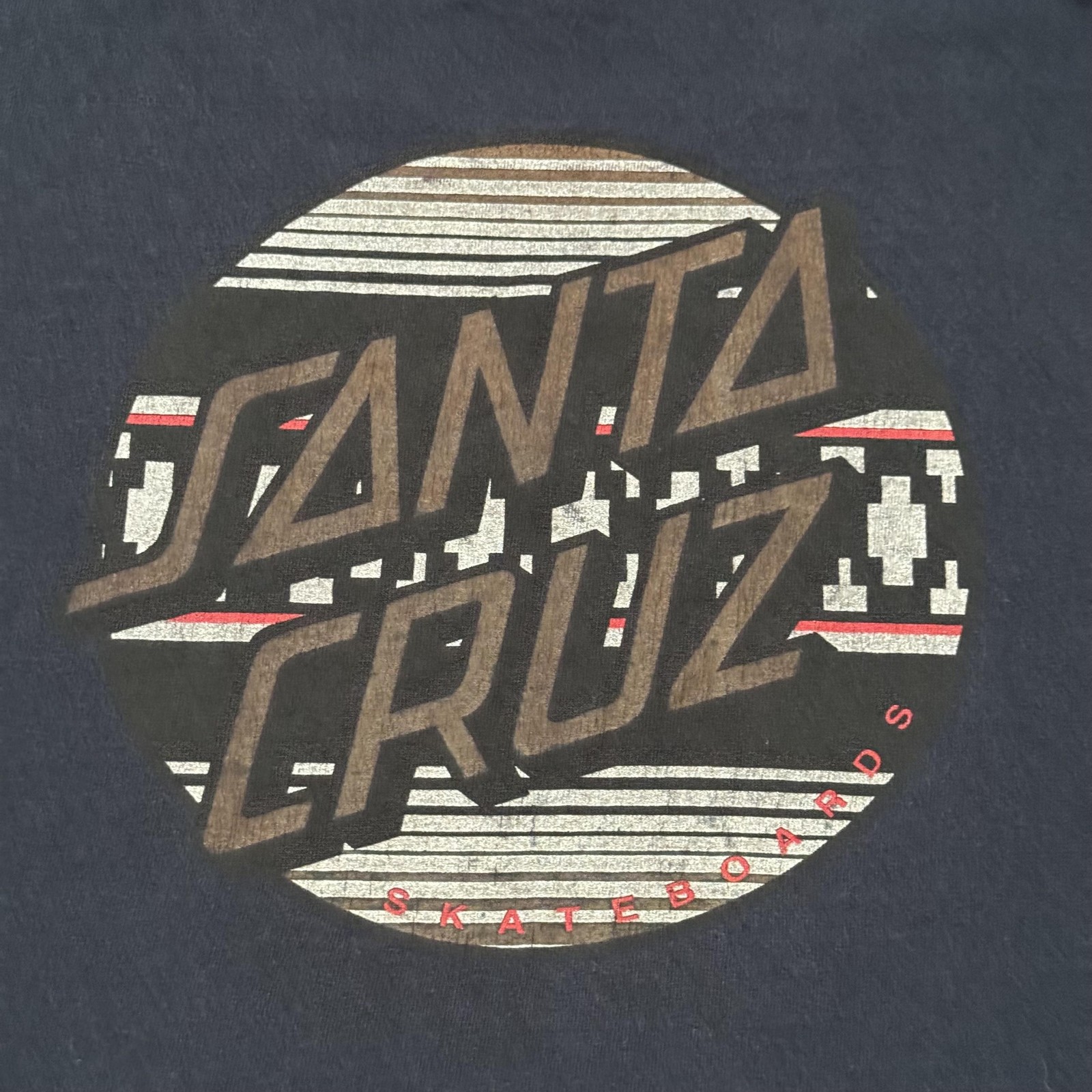 Vintage Santa Cruz Skateboards Shirt Mens L Blue Long Sleeve Stripe Graphic Surf