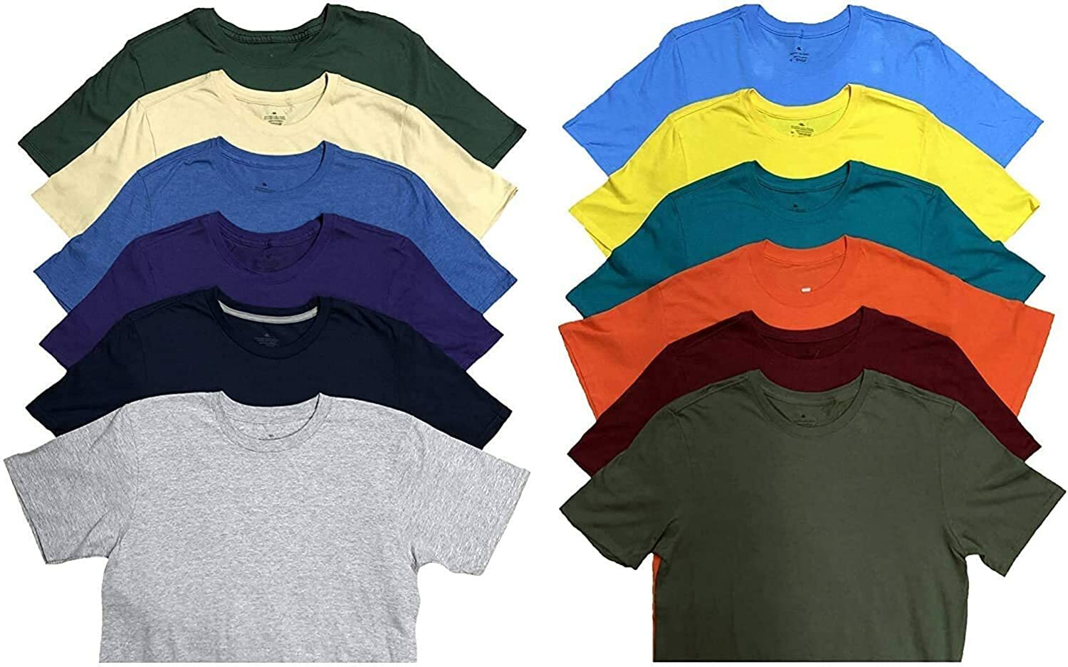 BILLIONHATS 12 Pack Plus Size Men Cotton T-Shirt Bulk Big Tall Short Sleeve