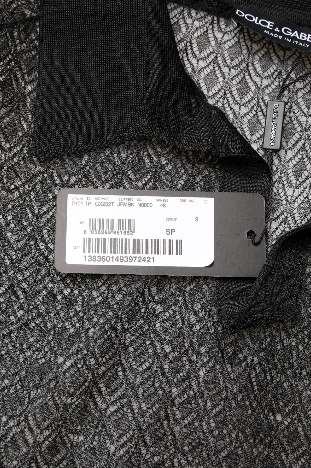 DOLCE & GABBANA Top Black Sheer Short Sleeves Casual Polo IT48/US38/M 1500usd