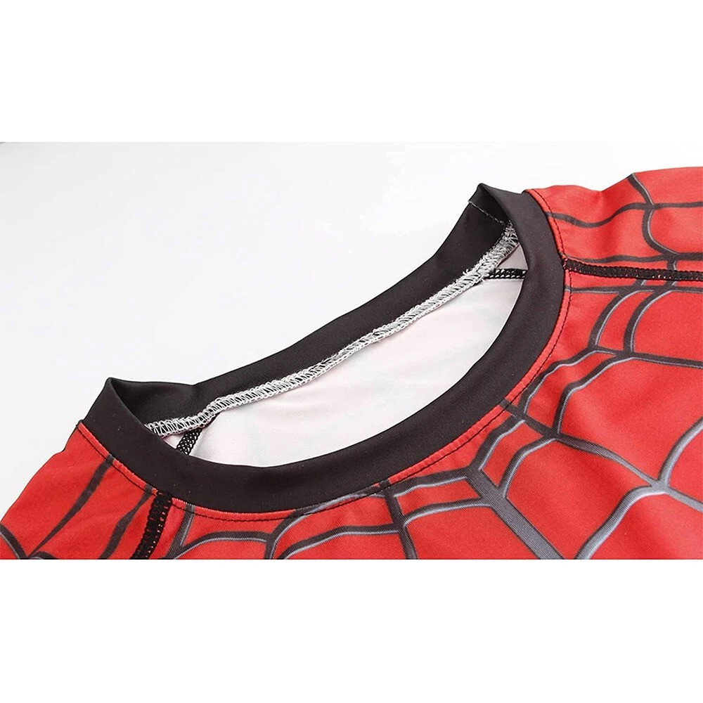 Men’s T-shirts Spider Superhero Compression Tights Short Sleeve Tops Tee Gym