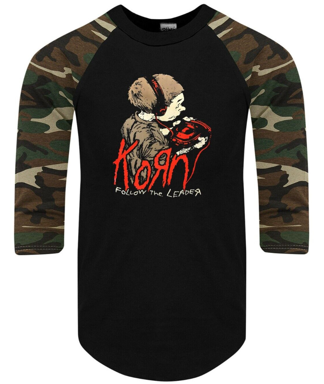 Korn Follow the Leader Nu-Metal Band Shirt RAGLAN 3/4 SLEEVE (Multiple Variation