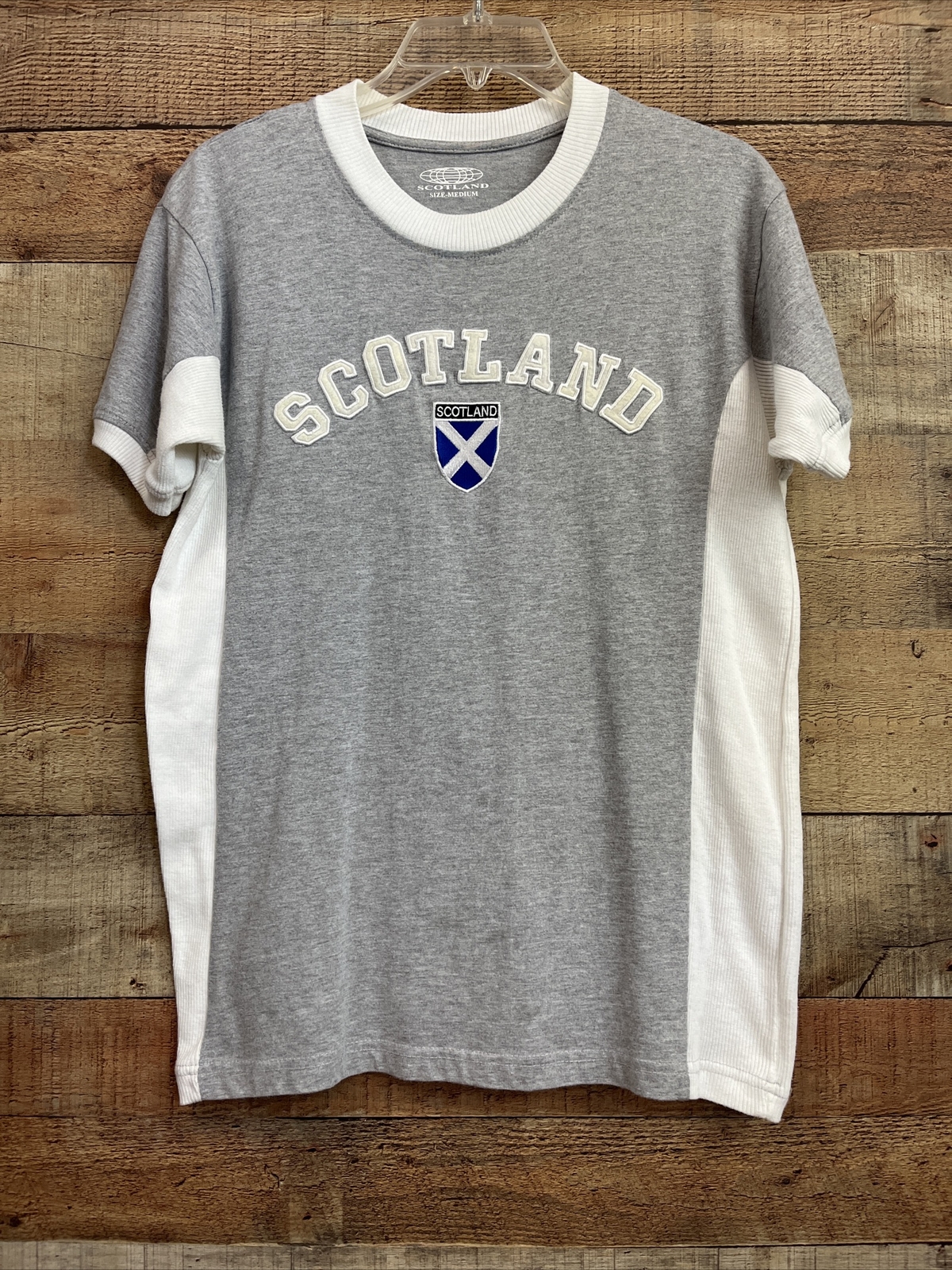 Mens T Shirt 2 Tone No 9 Scotland Saltire Logo Grey Medium