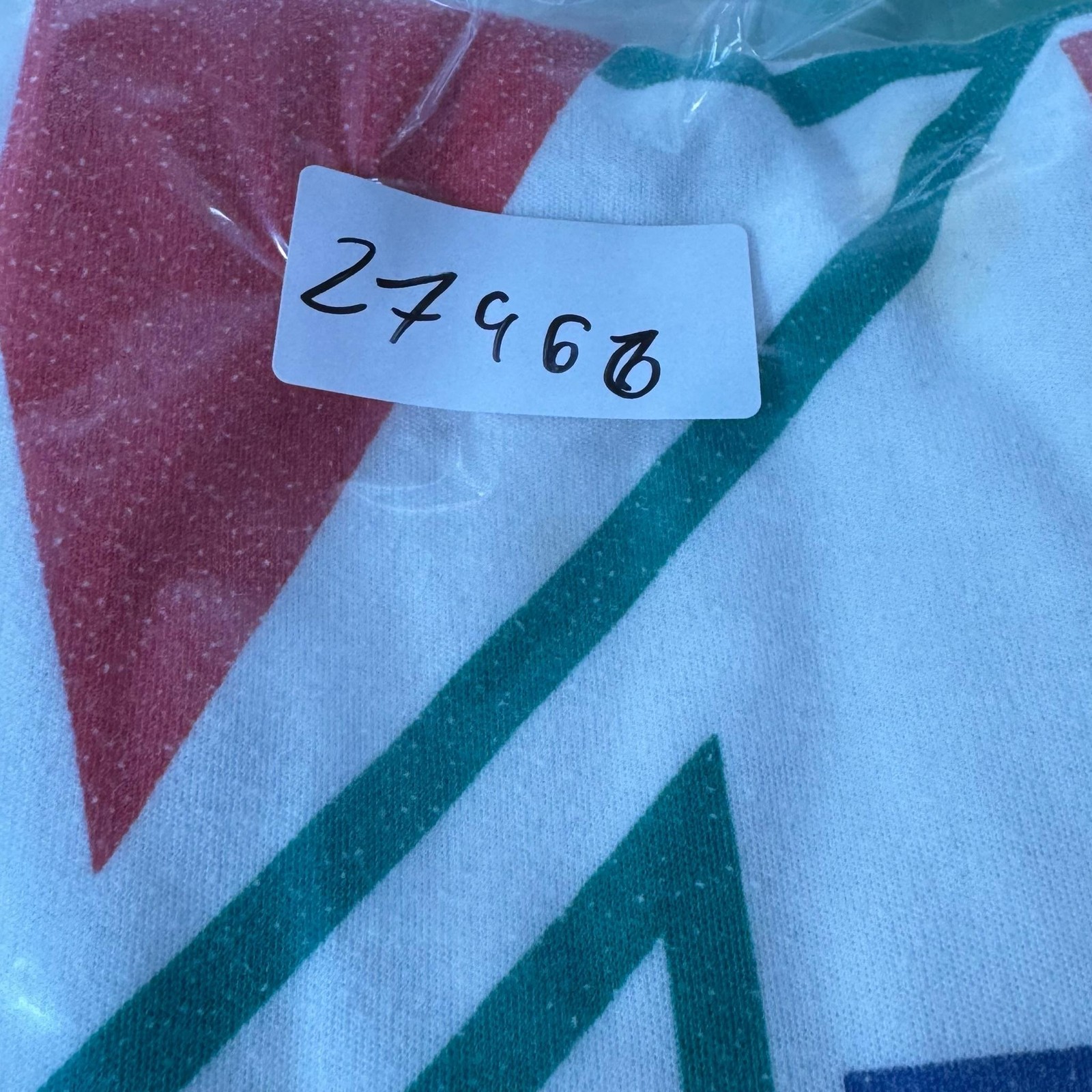 Vintage SS Abstract Geometric Shirt Mens L White Colorblock Graphic Tee Crewneck