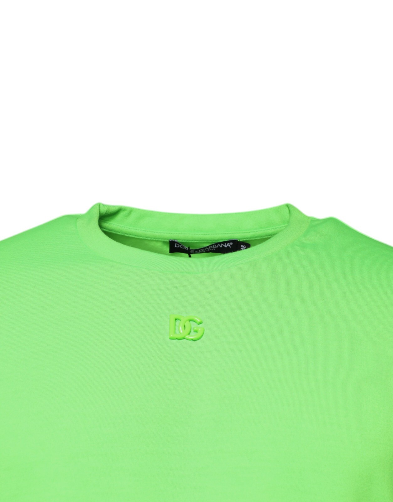 DOLCE & GABBANA T-shirt Green Logo Polyester Crew Neck Men IT48/US38/M 600usd