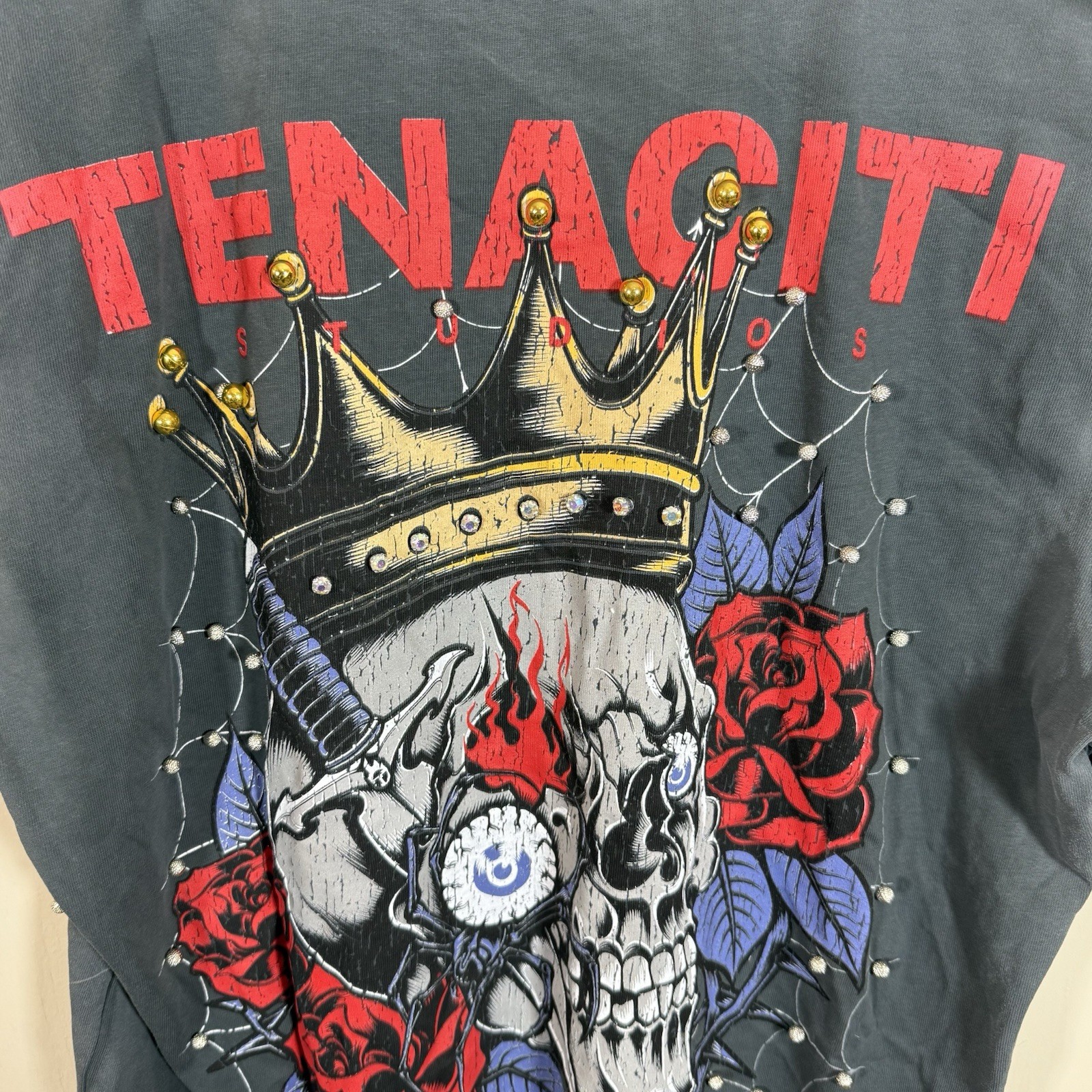 Tenaciti Studios Men’s XL Streetwear Tee Size L Stones/Spider/Skull Hit Free SHP