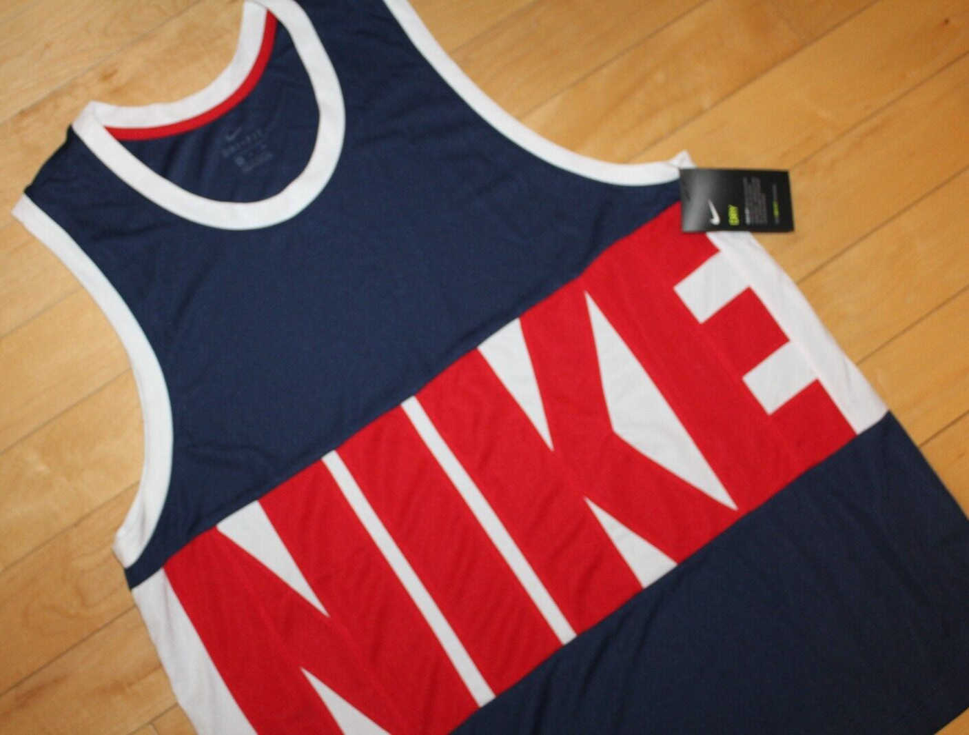NWT NIKE Men’s Logo Colorblock Tank Top Navy Blue Red M XXL