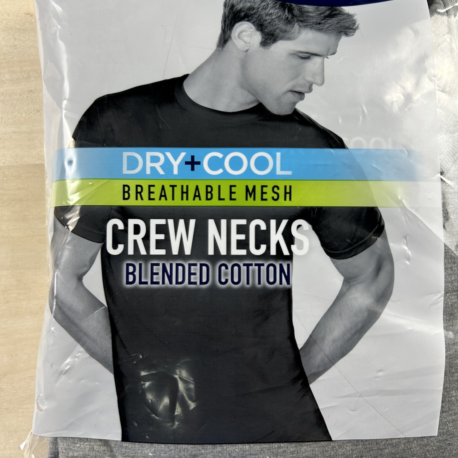 Stafford Men’s Dry+Cool Breathable Mesh Crew Neck T-Shirts 4-Pack Black Gray