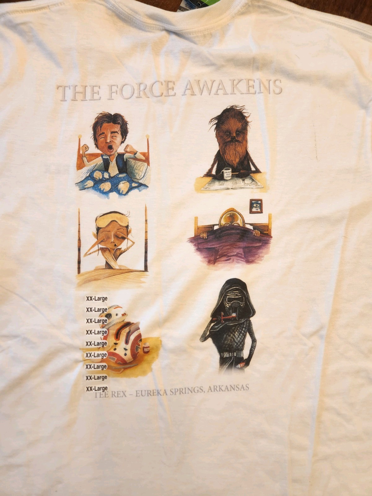 NWT Star Wars The Force Awakens Men’s XXL T Shirt White Spoof Shirt – TEE-REX AR