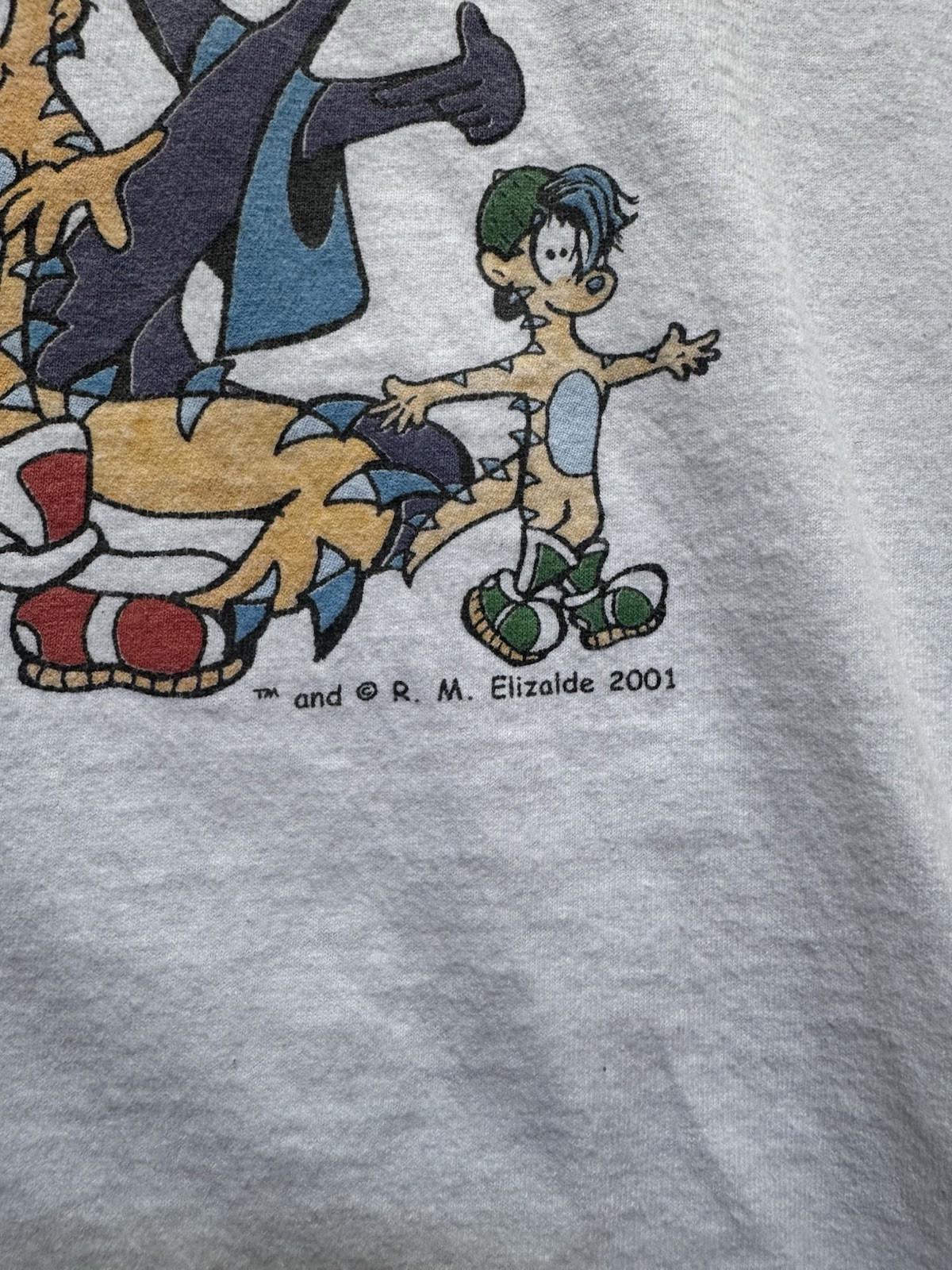 2001 Edgar and The Dinosaurs Cartoon Kids TV Show T Shirt Sz L Adults Y2K VTG