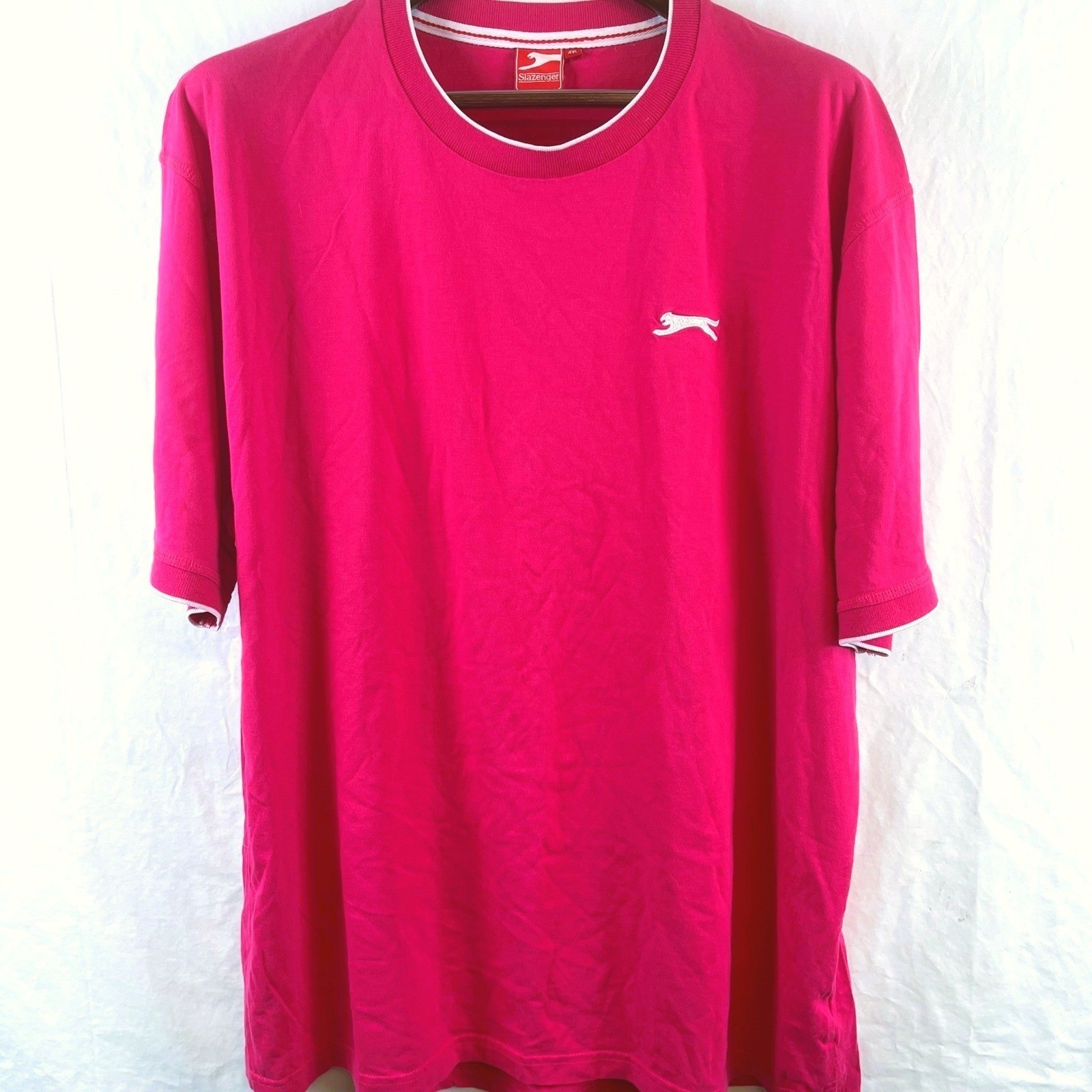 Slazenger Mens 4XL T Shirt Pink Short Sleeve Logo Big Tall Casual Tee Golf