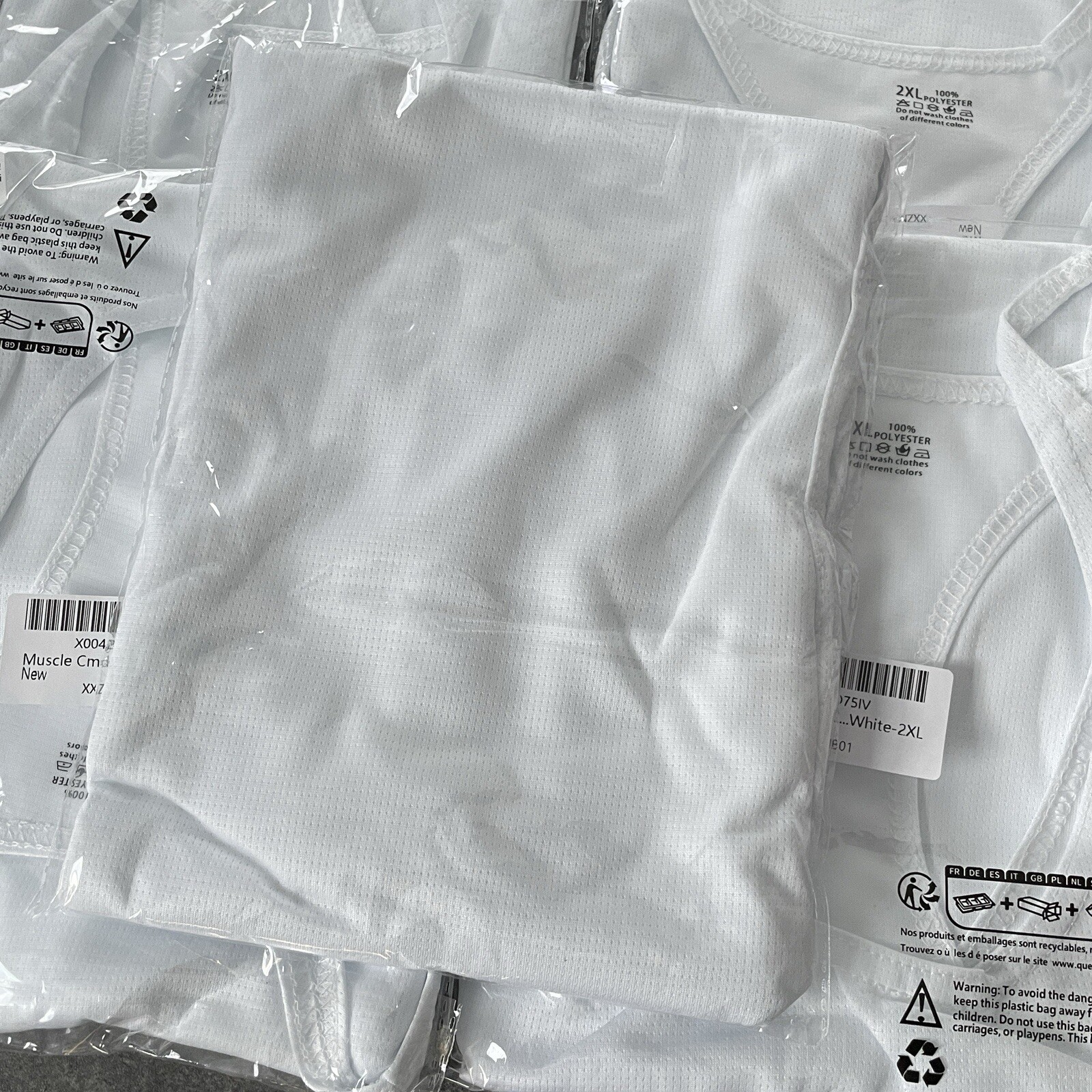 Muscle Cmdr Men’s Bodybuilding Stringer Tank Tops | White | SIZE 2XL | LOT OF 5