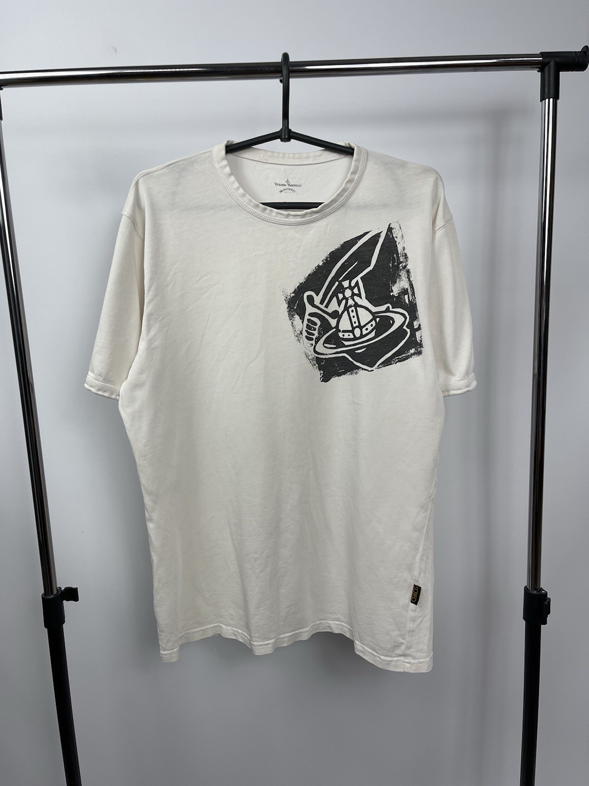 Vivienne Westwood Anglomania T-Shirt Men’s M White Cutlass Orb Logo Sword Print