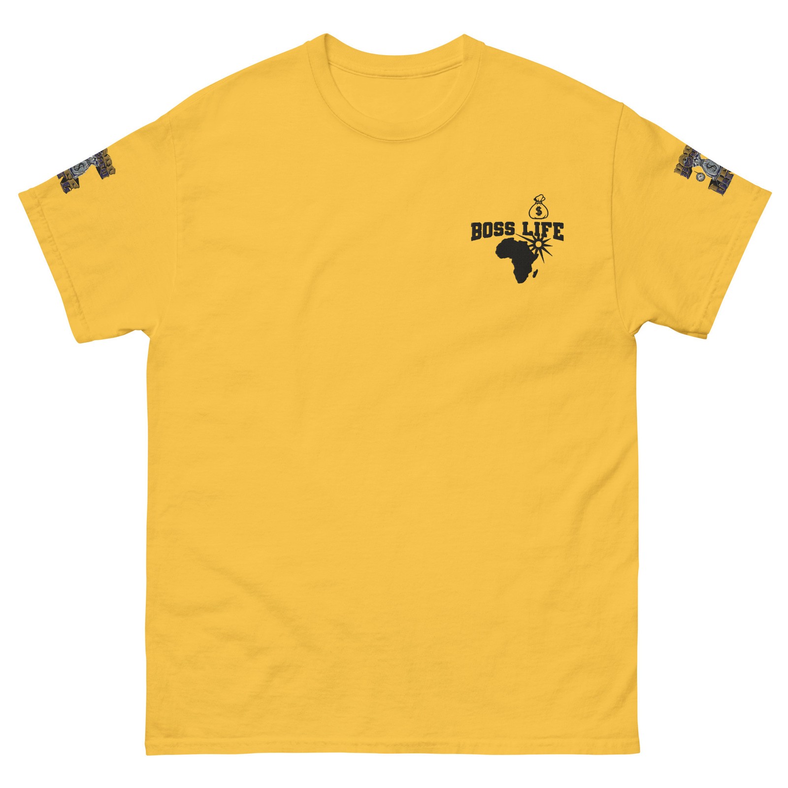 Boss Life african money back signature embroisery sleeve Unisex classic tee