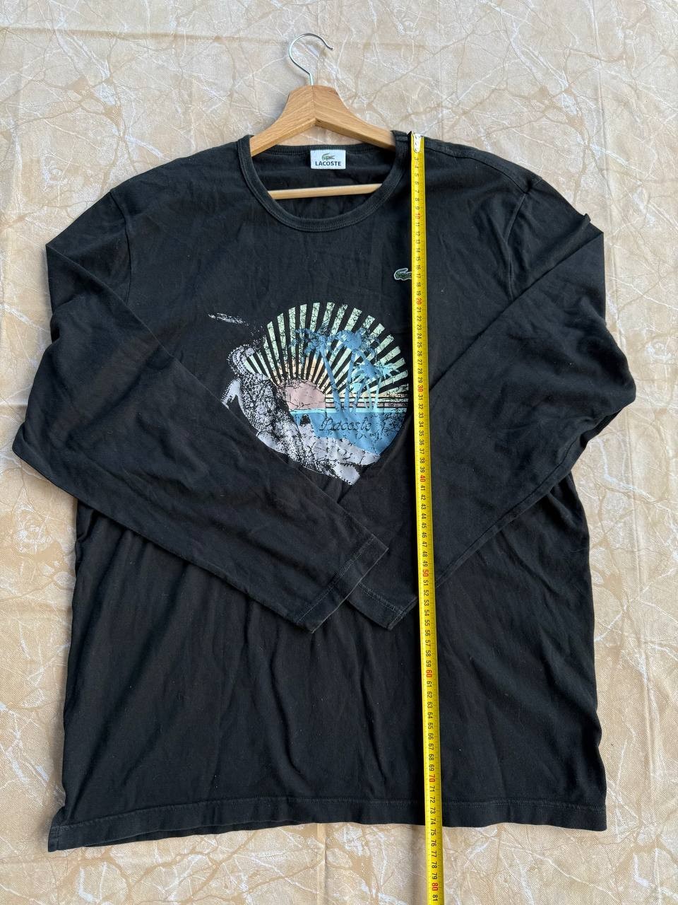 Lacoste Men’s Long Sleeve Graphic T-Shirt Size 7 XL XXL Black Crocodile Print