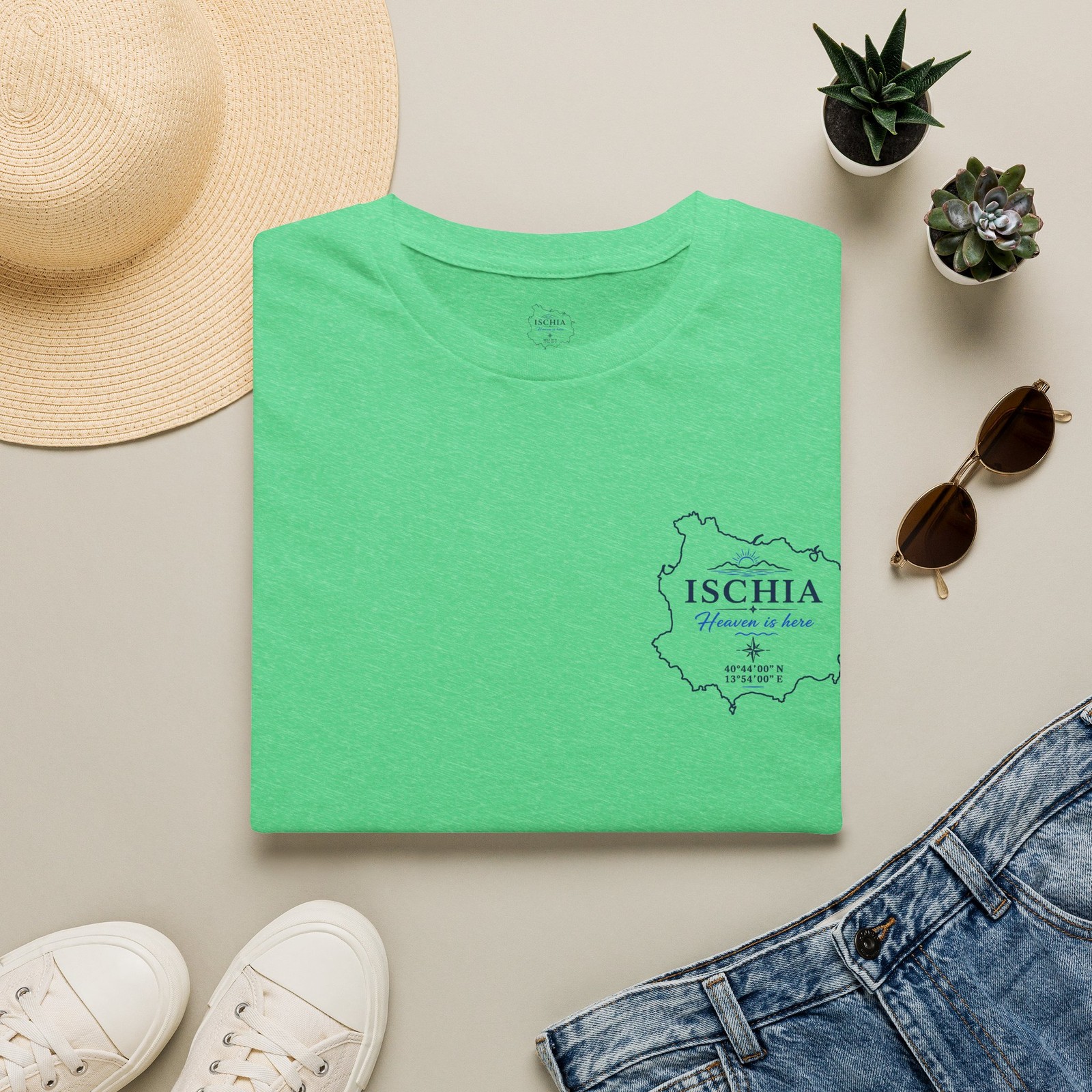 Ischia Italy Map T-Shirt | Island Outline, Coastal Typography