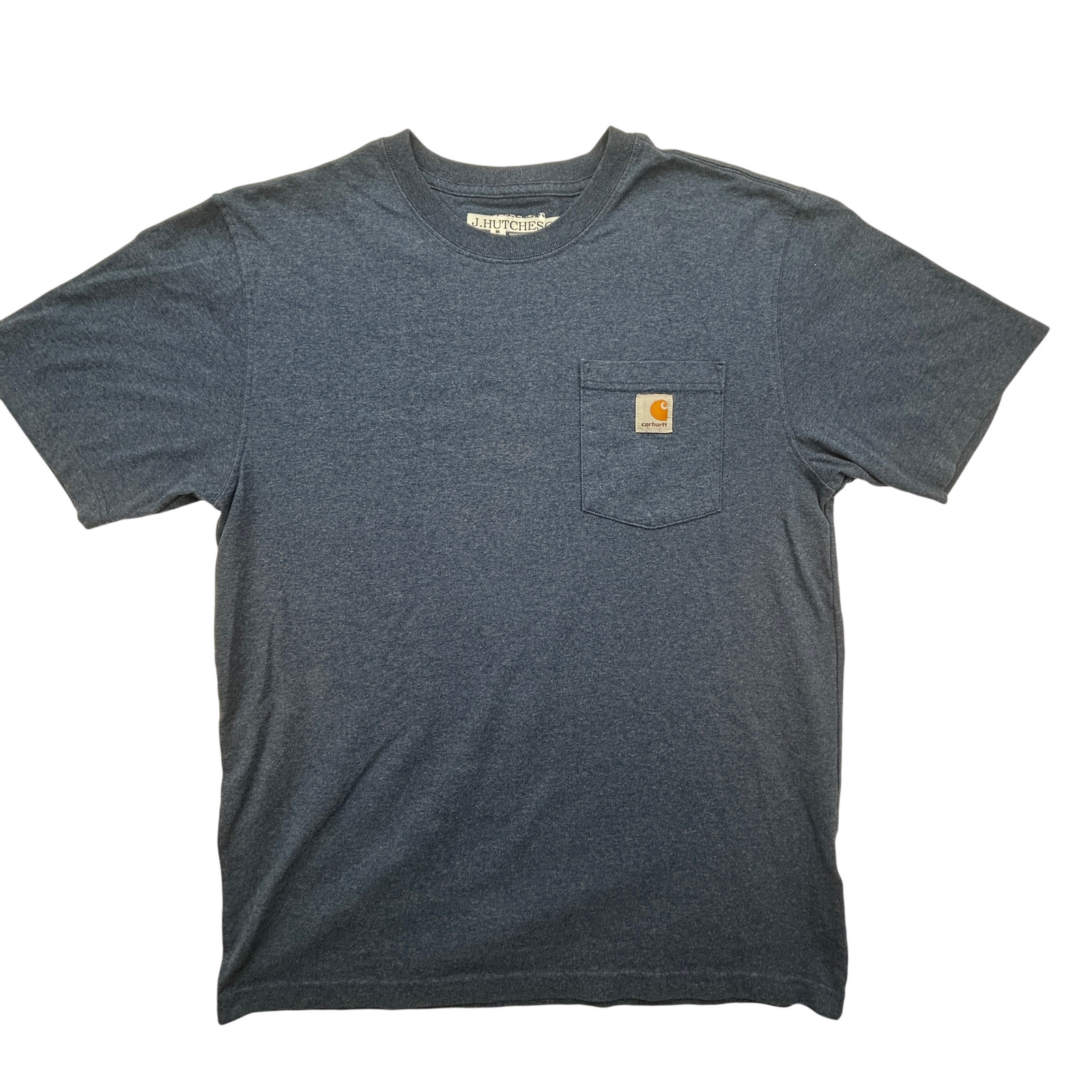 Carhartt Shirt Mens Medium Blue Heather Pocket Workwear Logo Crewneck Tee