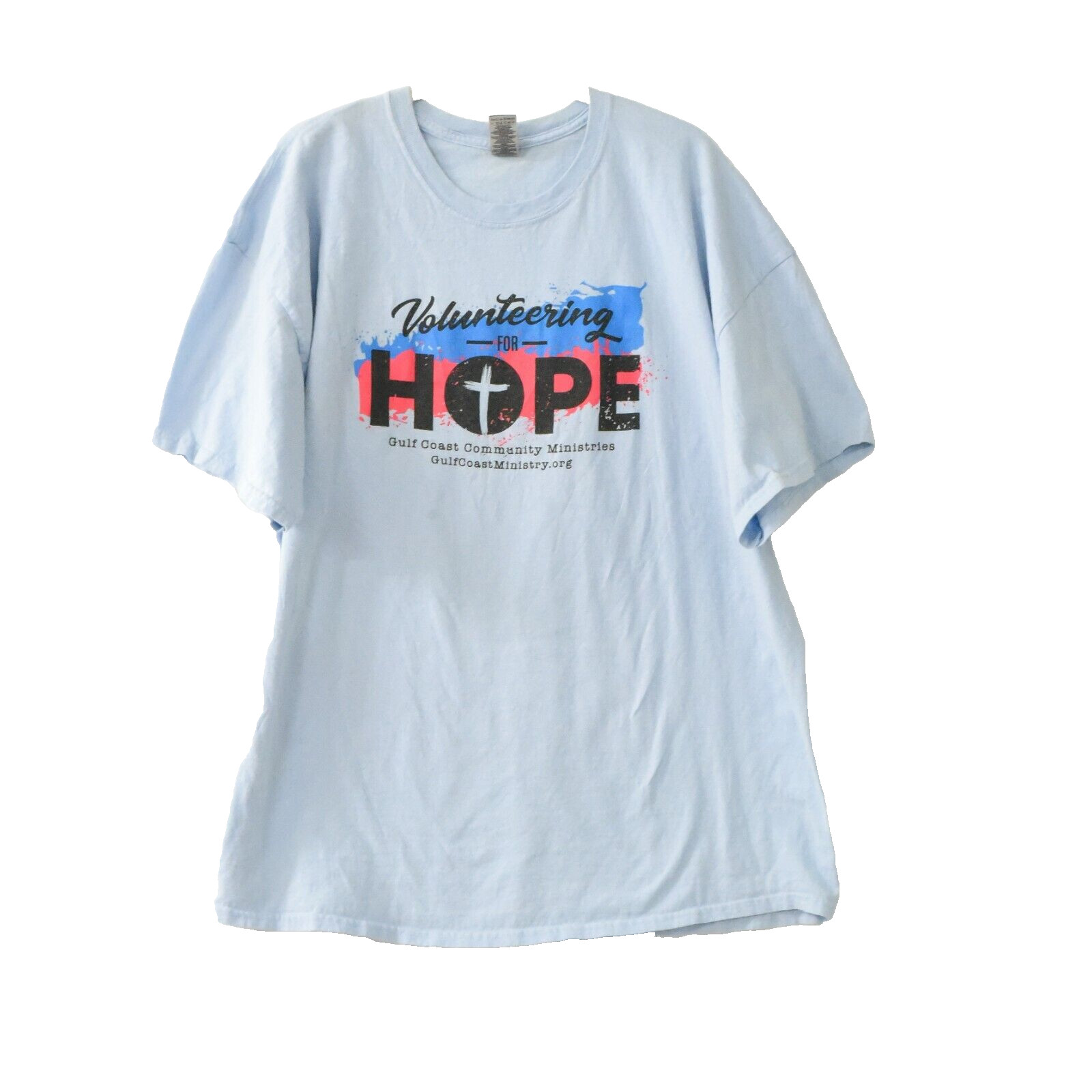 Gildan Mens White Cotton T-Shirt Volunteering Hope Graphic Crew Short Sleeve 2XL
