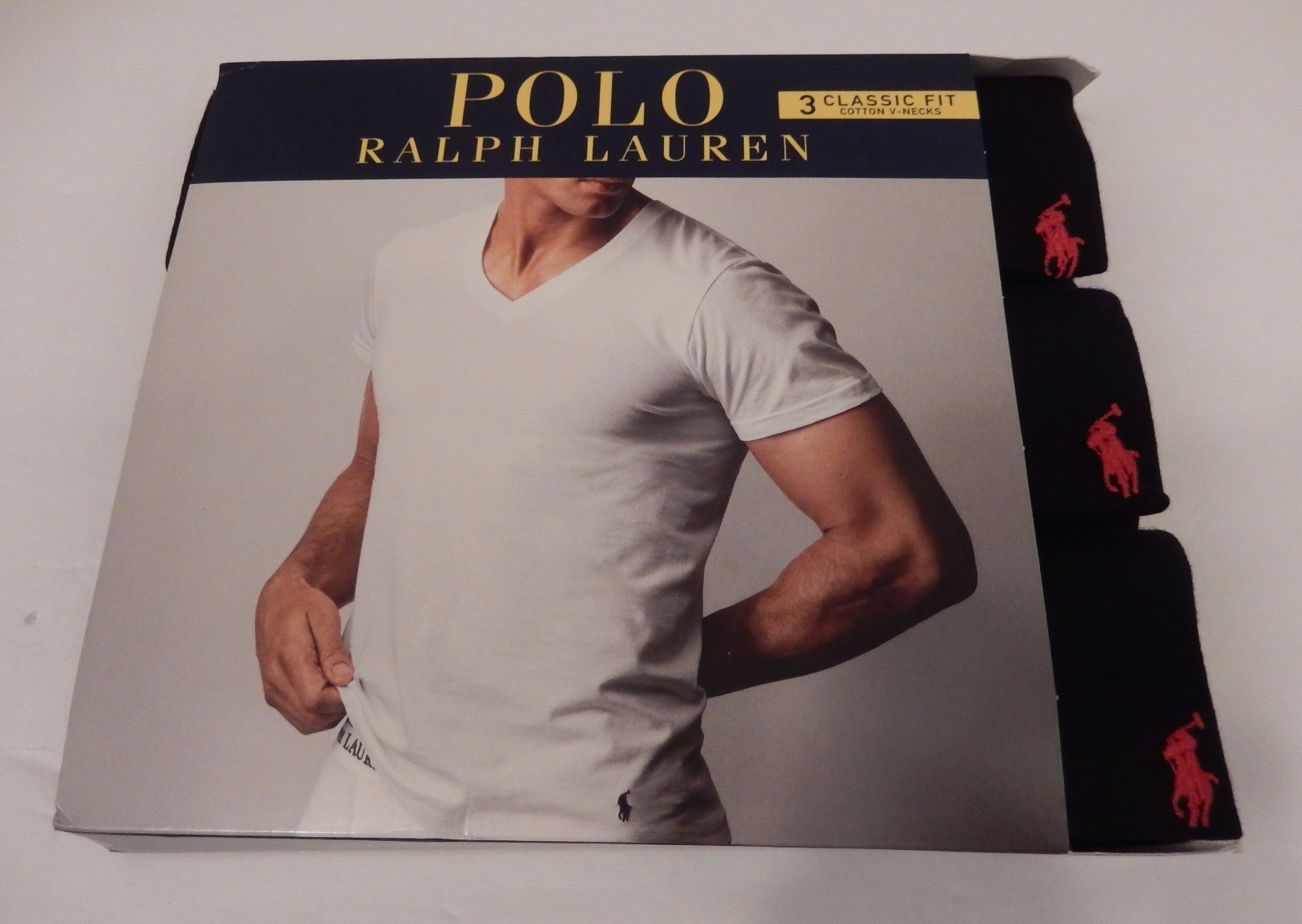 3 POLO RALPH LAUREN BLACK 100% COTTON V NECK T SHIRTS UNDERSHIRTS S M L XL XXL