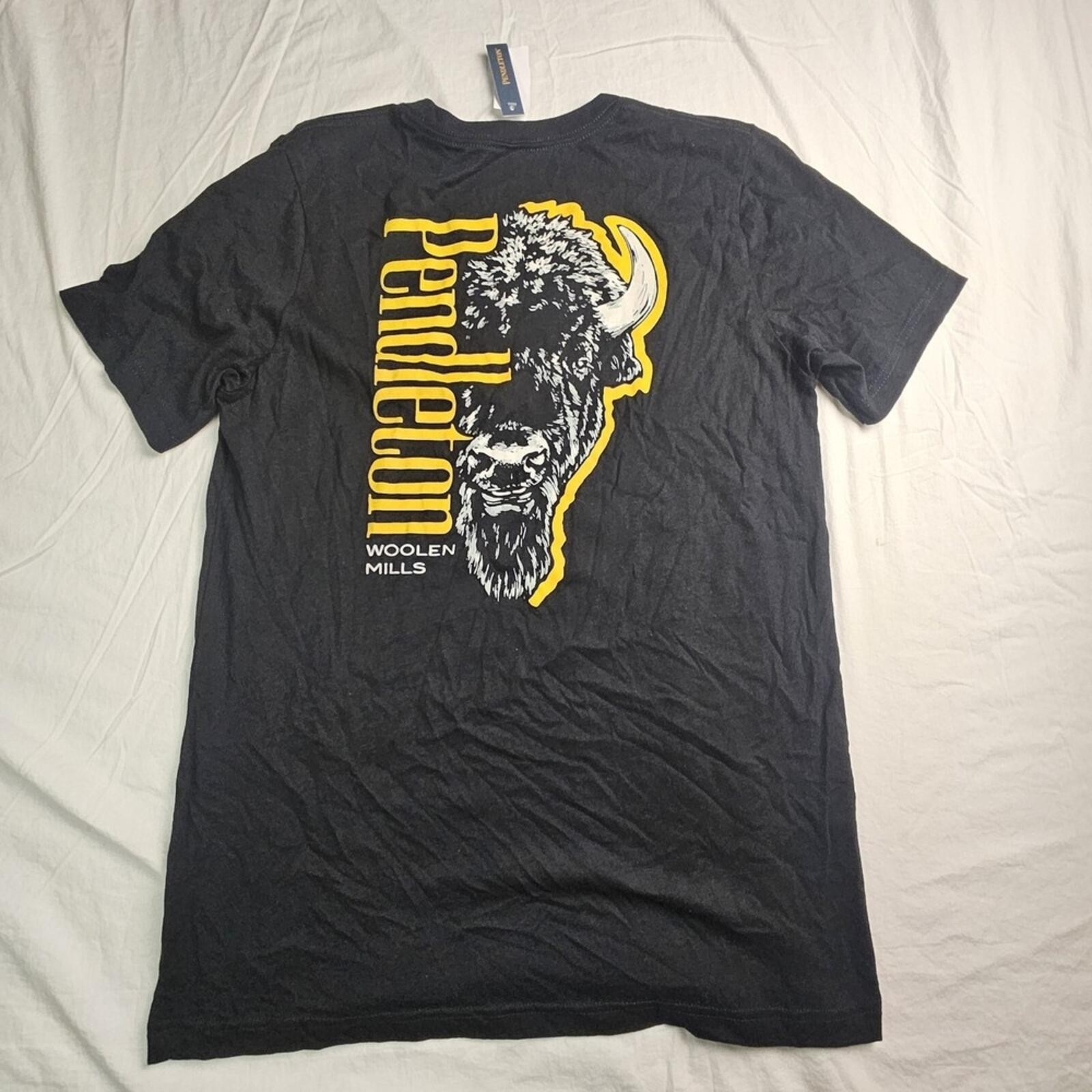 Pendleton Woolen Mills Buffalo Graphic T-Shirt Men’s Large NWT Black Cotton Tee