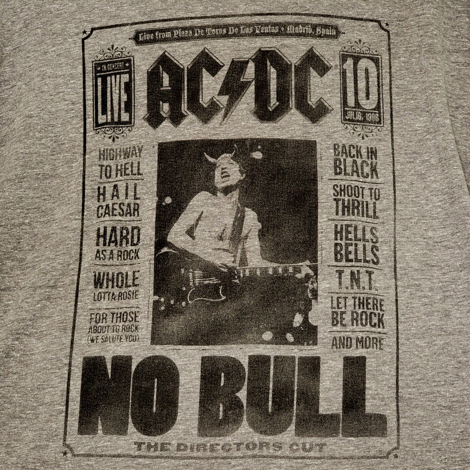 Lucky Brand ACDC NO BULL Shirt Mens LARGE GRAY METAL CONCERT TOUR NWT