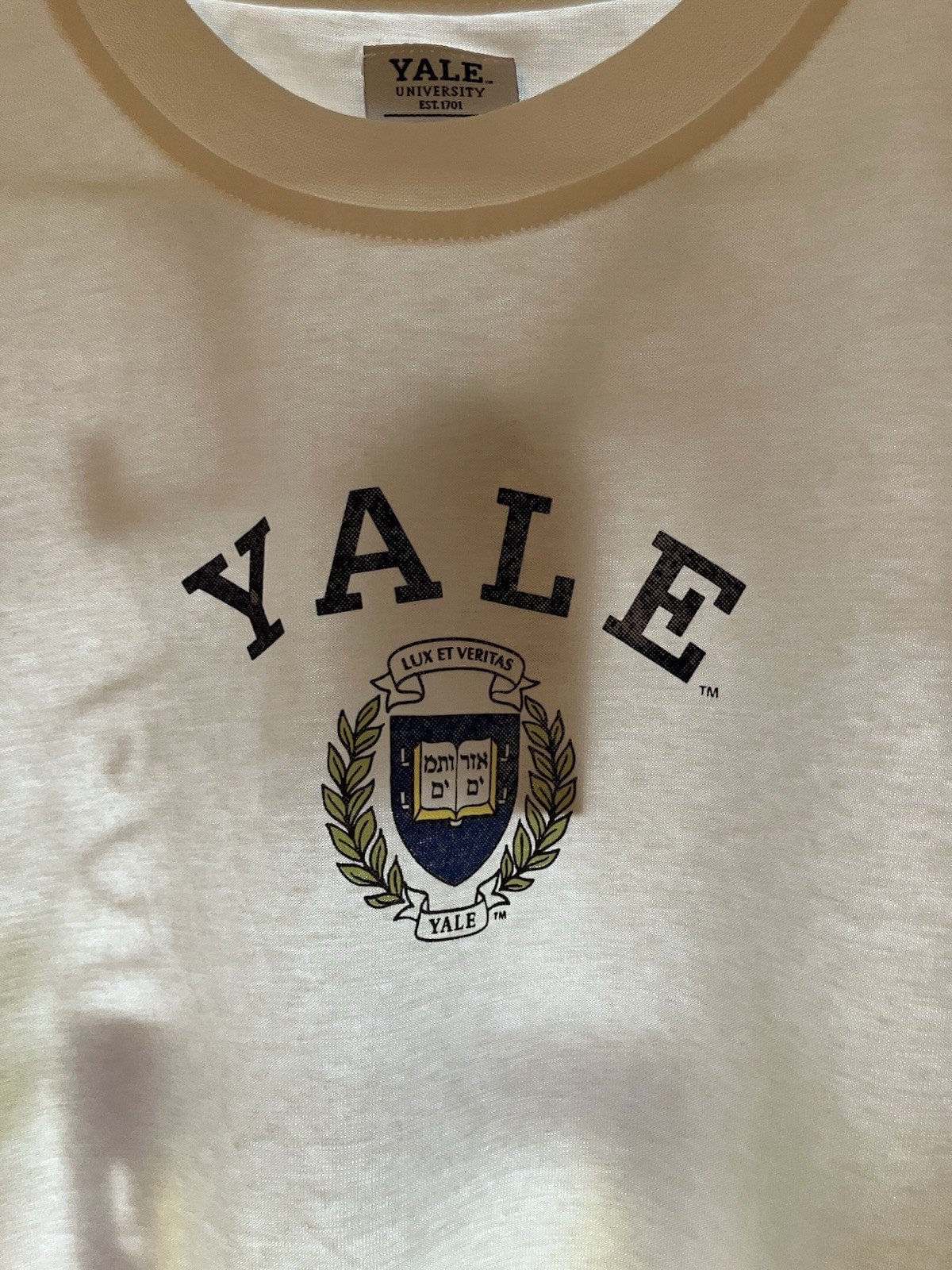 Double Sided Preppy Yale University Shirt Men MEDIUM Short Sleeve Tee New Cond.